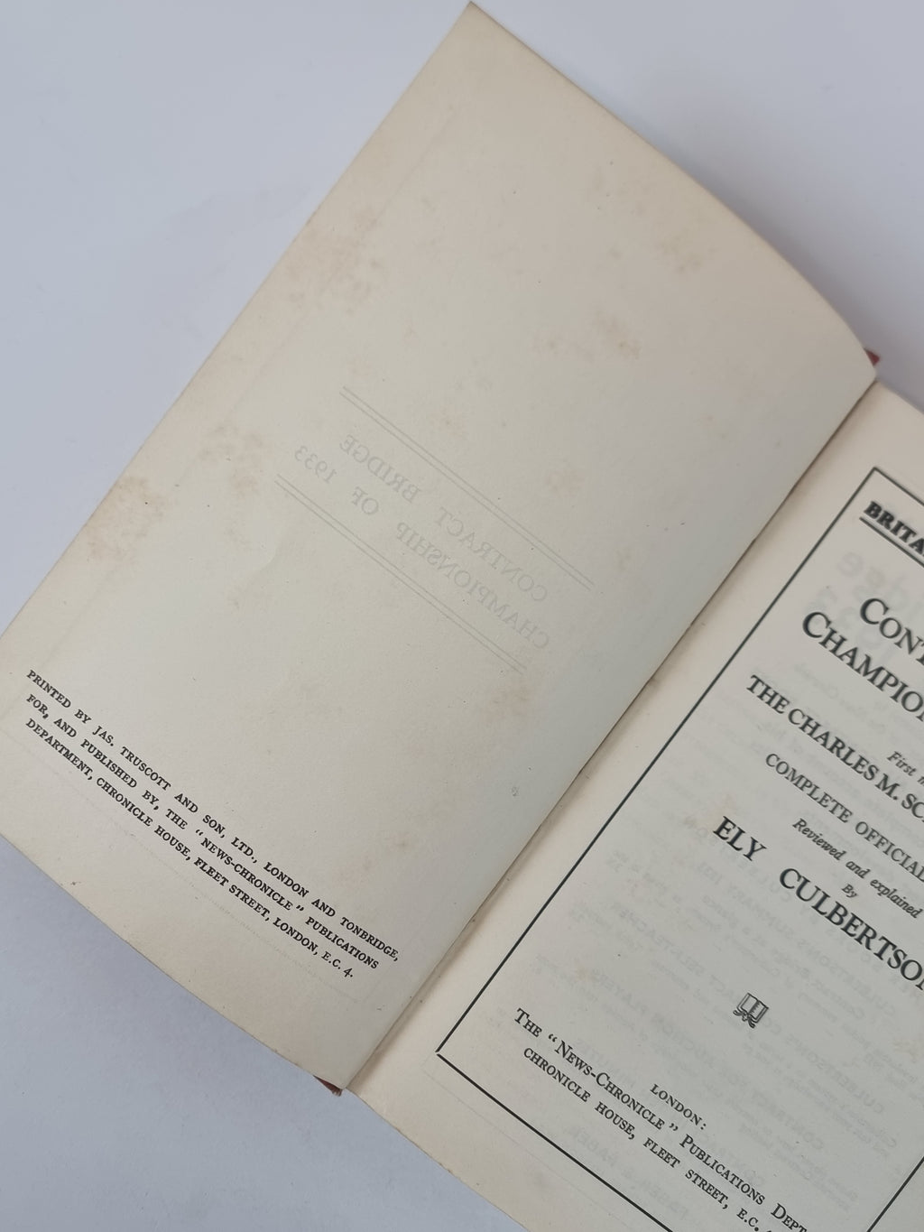 Contract Bridge Championship of 1933, Ely Culbertson — 1st Edition