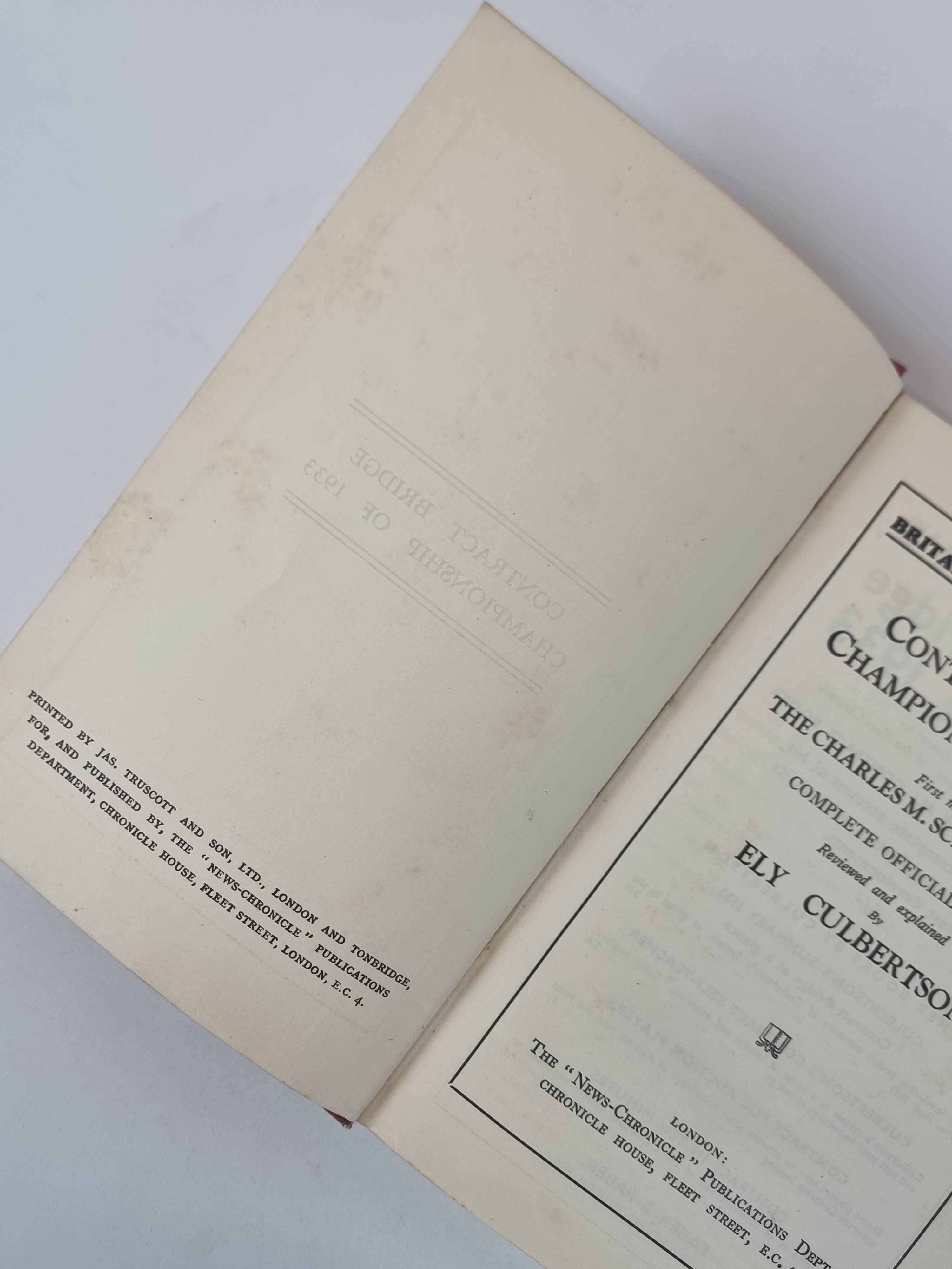Contract Bridge Championship of 1933, Ely Culbertson — 1st Edition