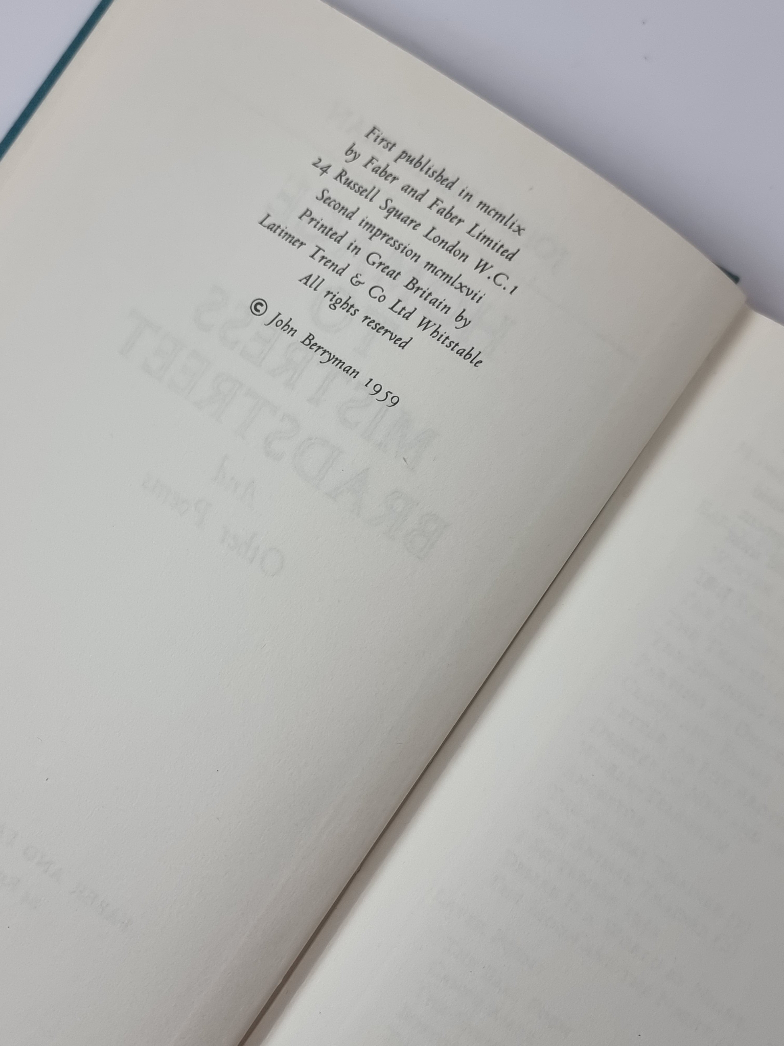Homage to Mistress Bradstreet, John Berryman — 2nd Impression