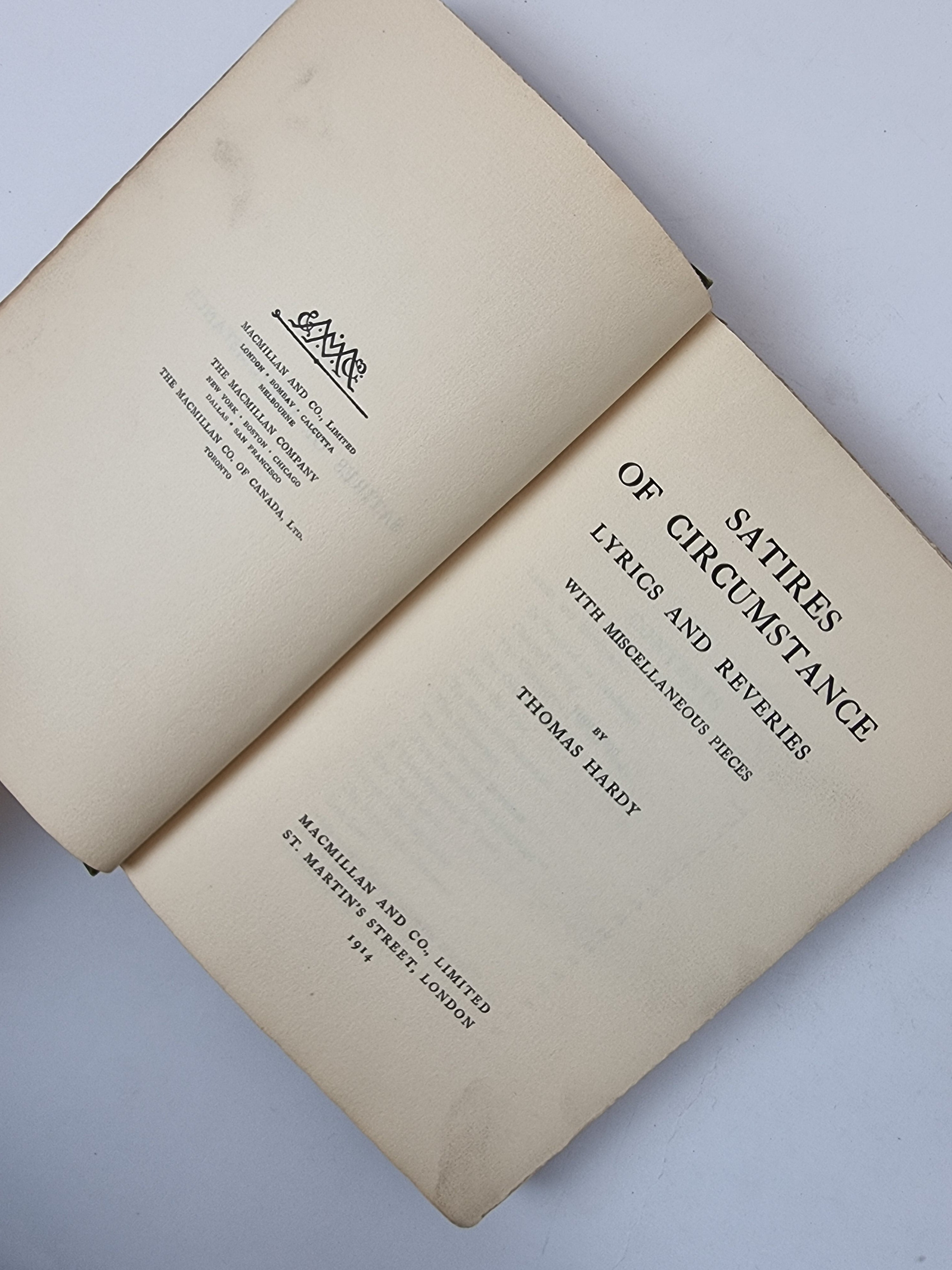 Satires Of Circumstance, Thomas Hardy — 1st Edition