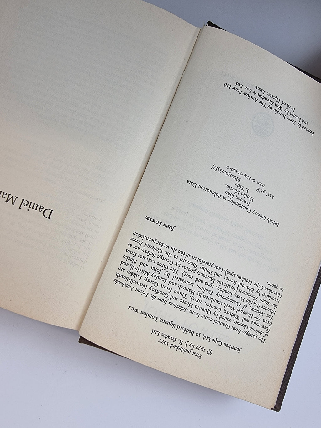 Daniel Martin, John Fowles — 1st Edition