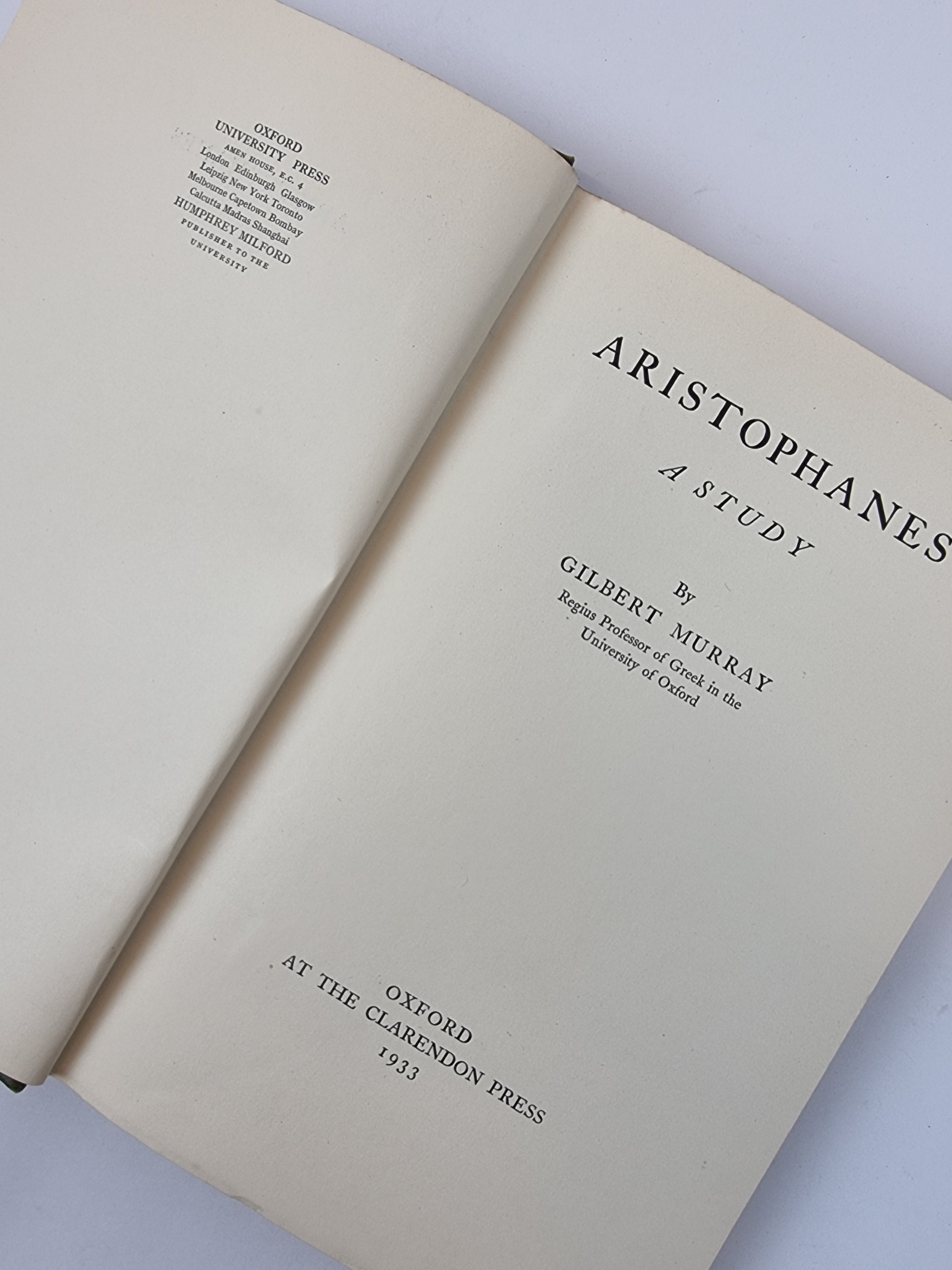 Aristophanes: A Study, Gilbert Murray — 1st Edition/Printing, Signed & Inscribed