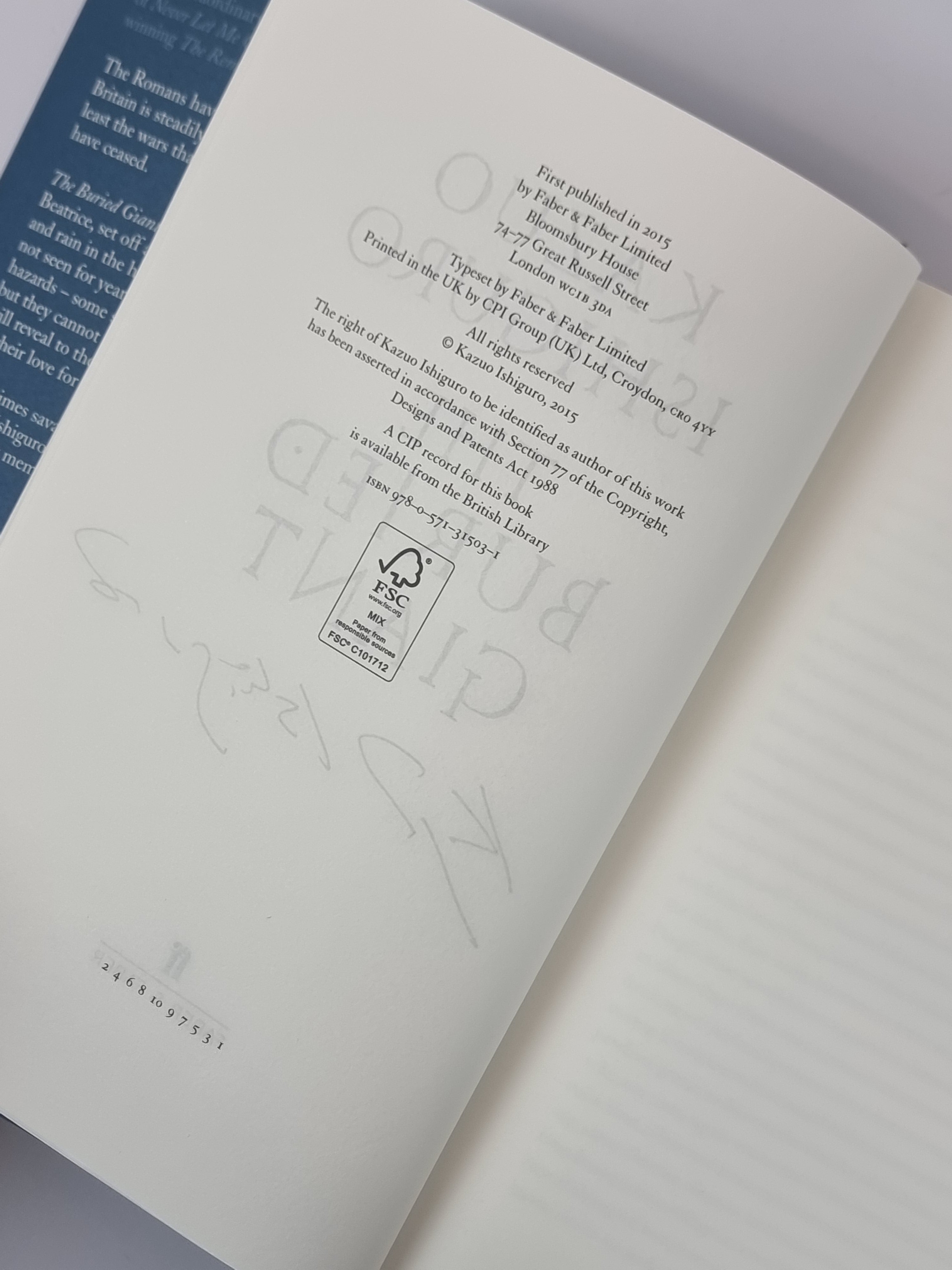The Buried Giant, Kazuo Ishiguro — 1st Edition, Signed