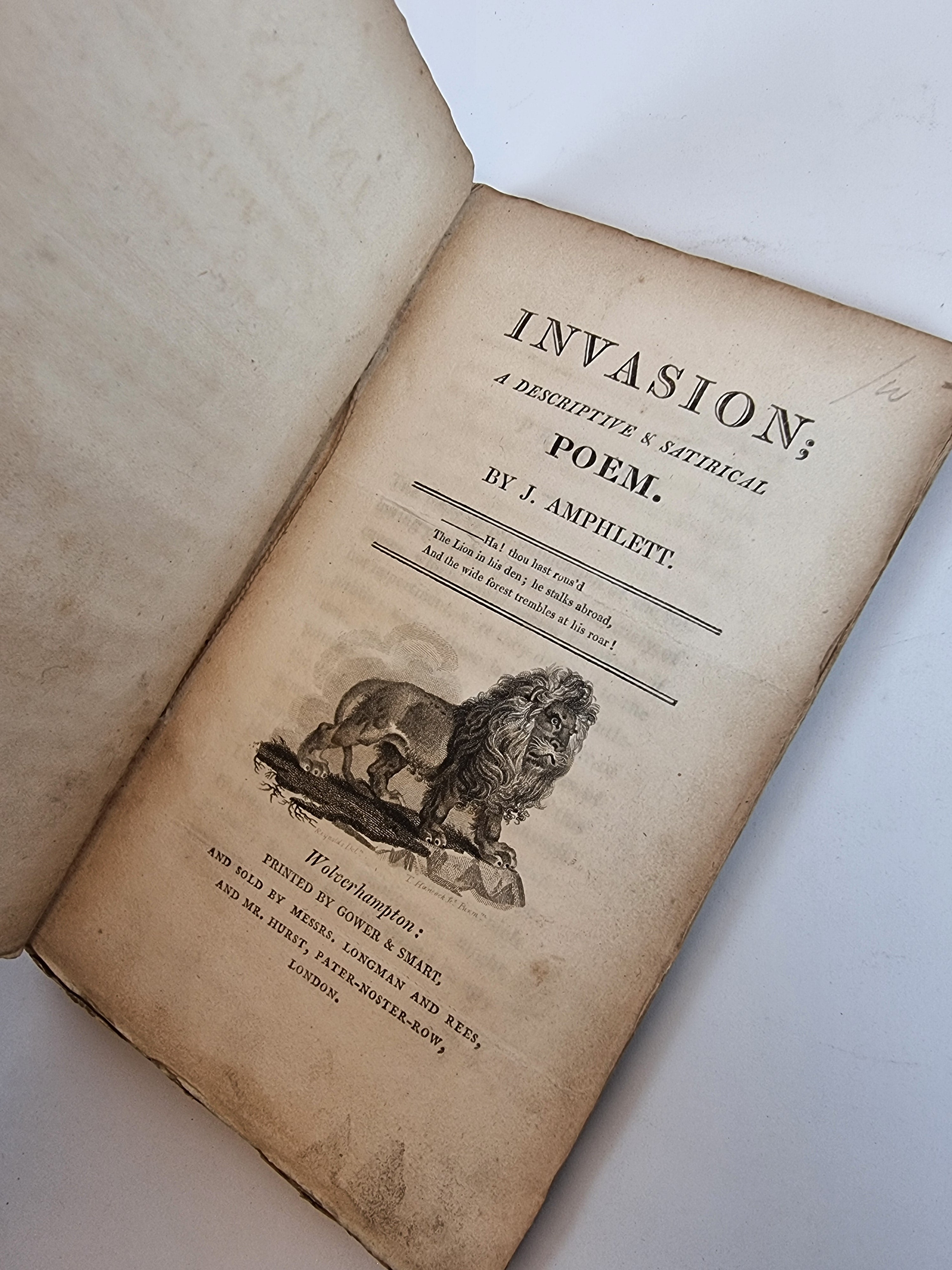 Invasion; A Descriptive & Satirical Poem, J. Amphlett — 1st Edition