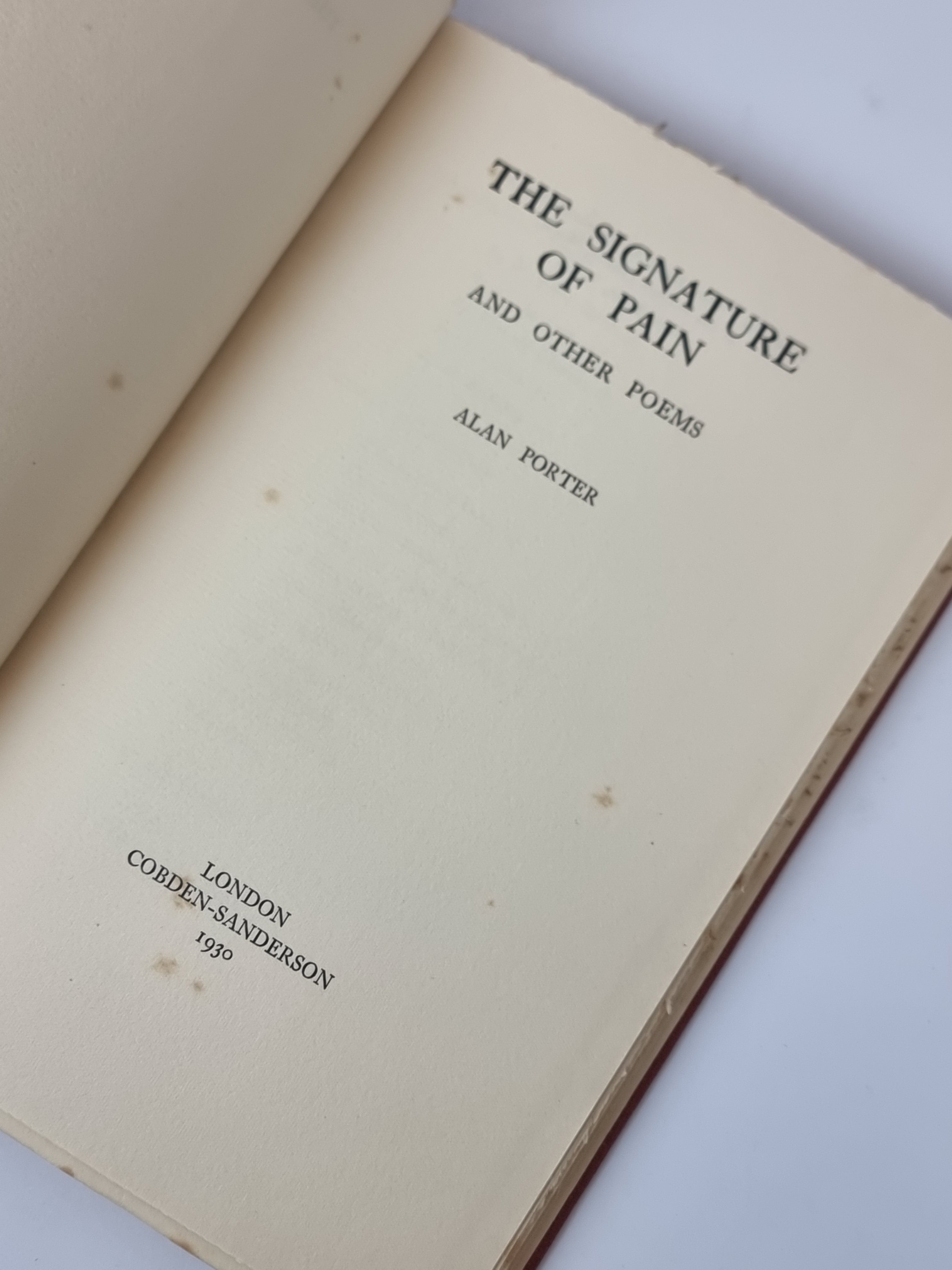 The Signature of Pain, Alan Porter — 1st Edition