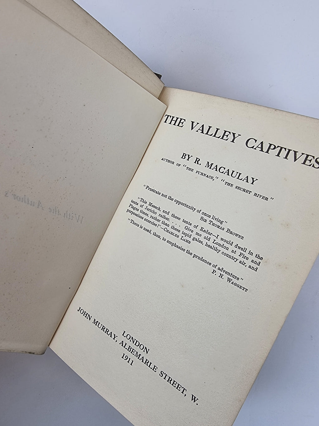 The Valley Captives, R. Macaulay — 1st Edition