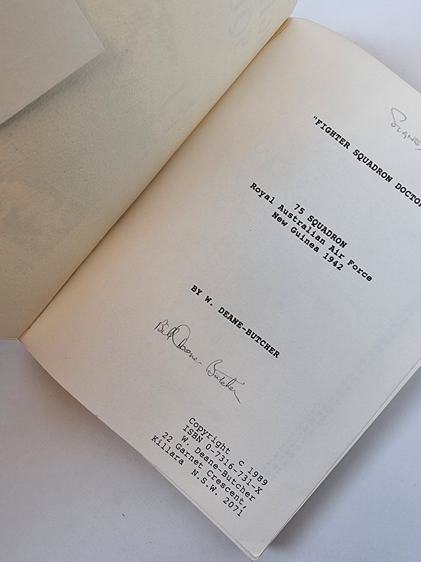 Fighter Squadron Doctor, W. Deane-Butcher — 1st Edition, Signed