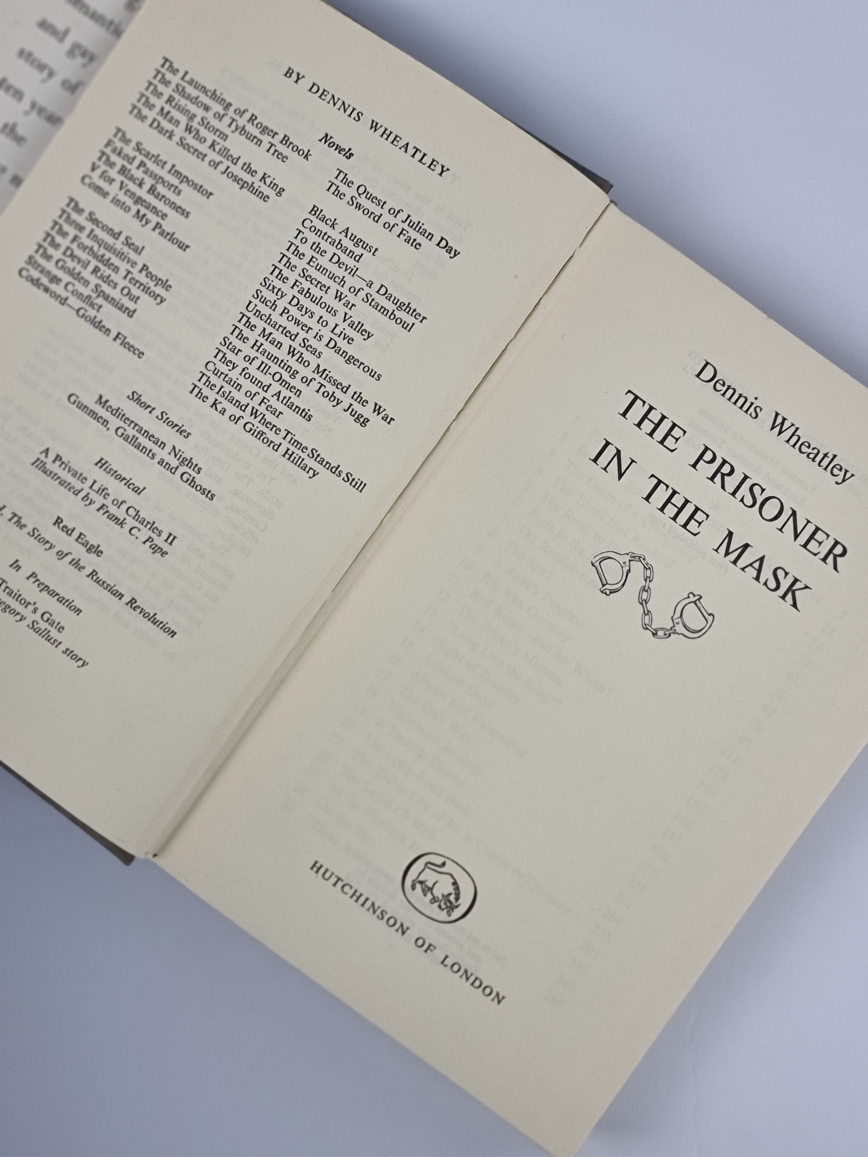 Dennis Wheatley, The Prisoner in the Mask — 1st Edition