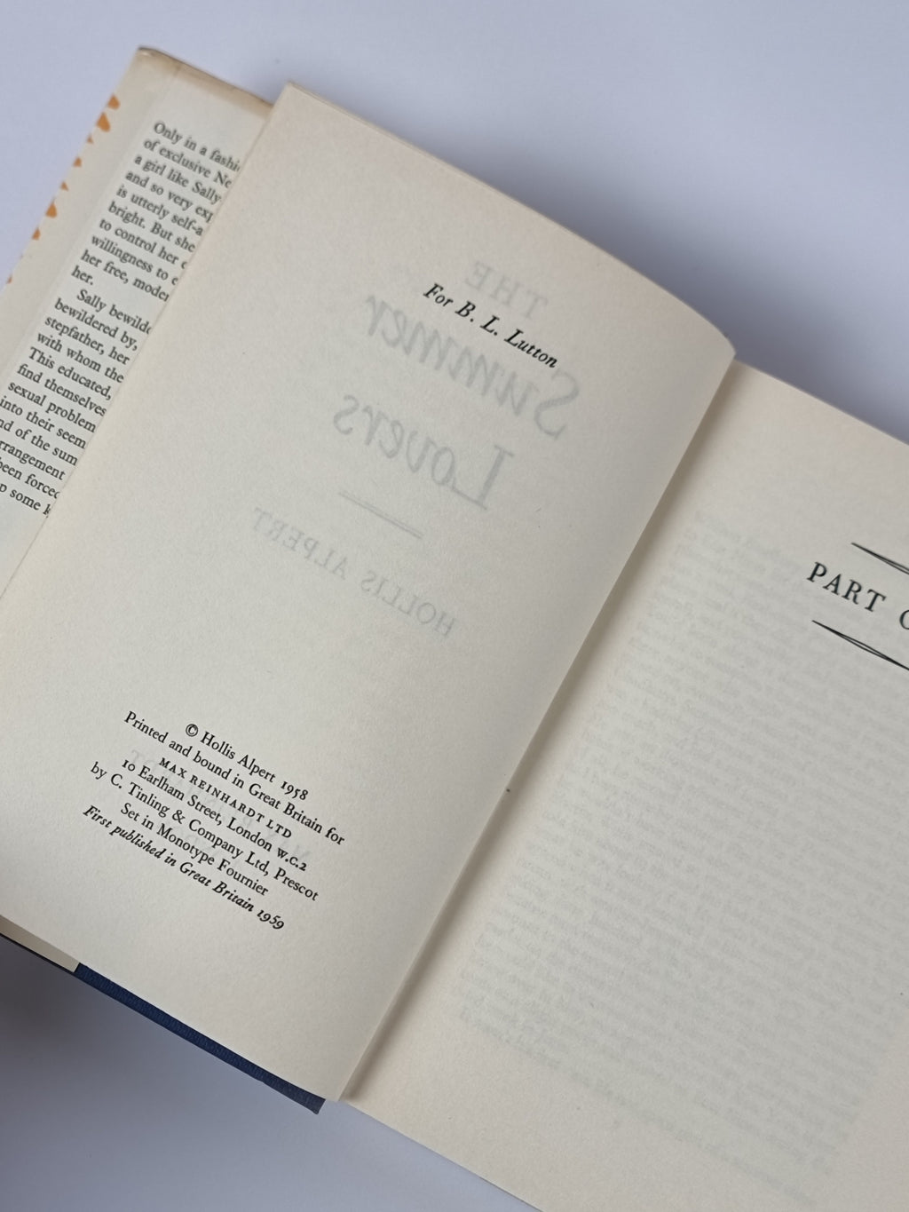 The Summer Lovers, Hollis Alpert — 1st Edition