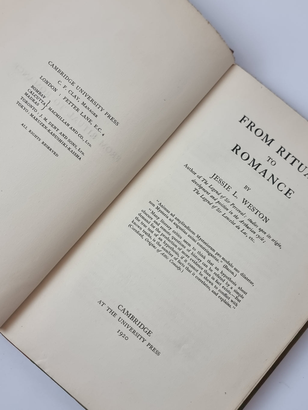 From Ritual to Romance, Jessie L. Weston — 1st Edition