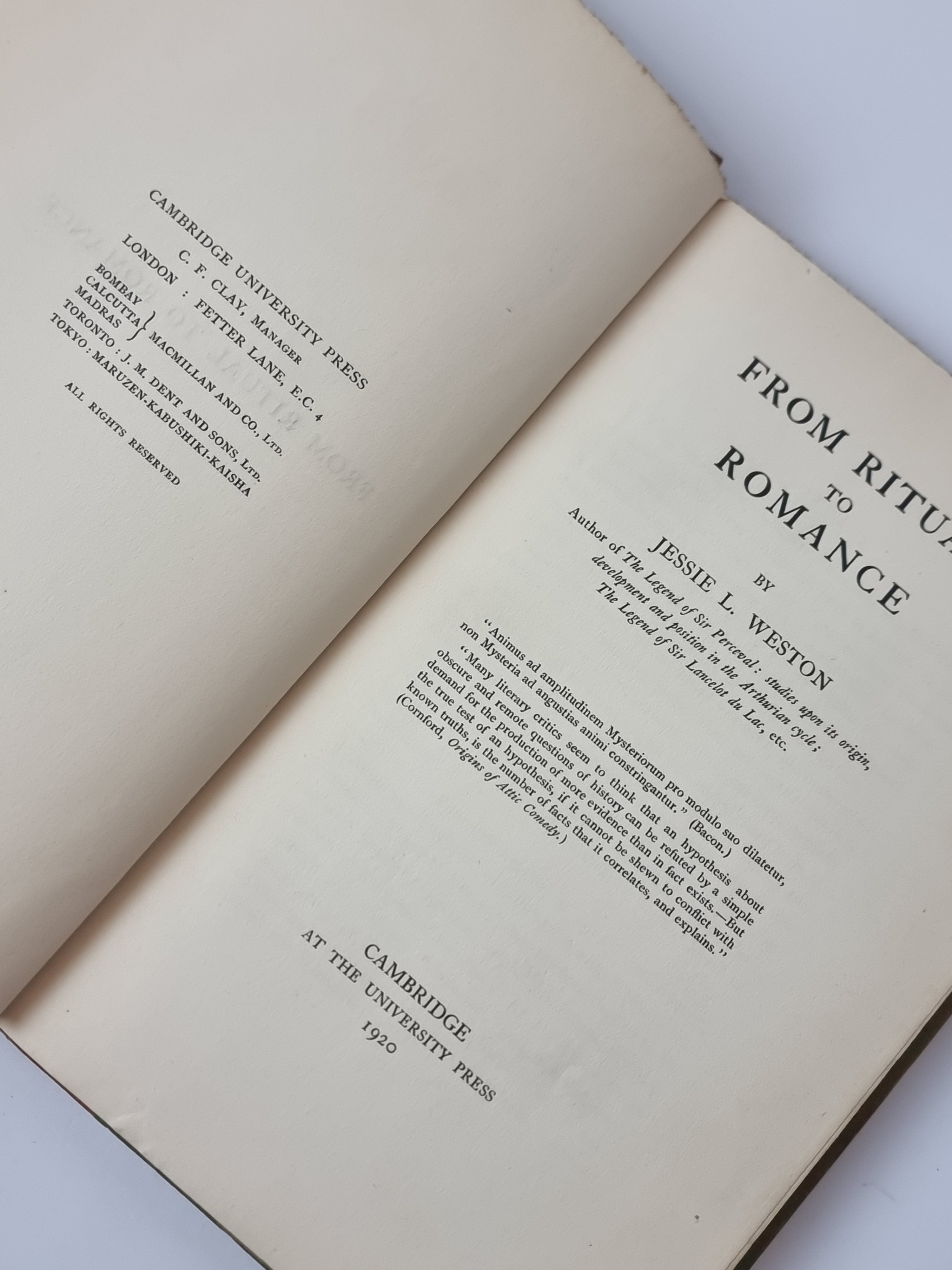 From Ritual to Romance, Jessie L. Weston — 1st Edition