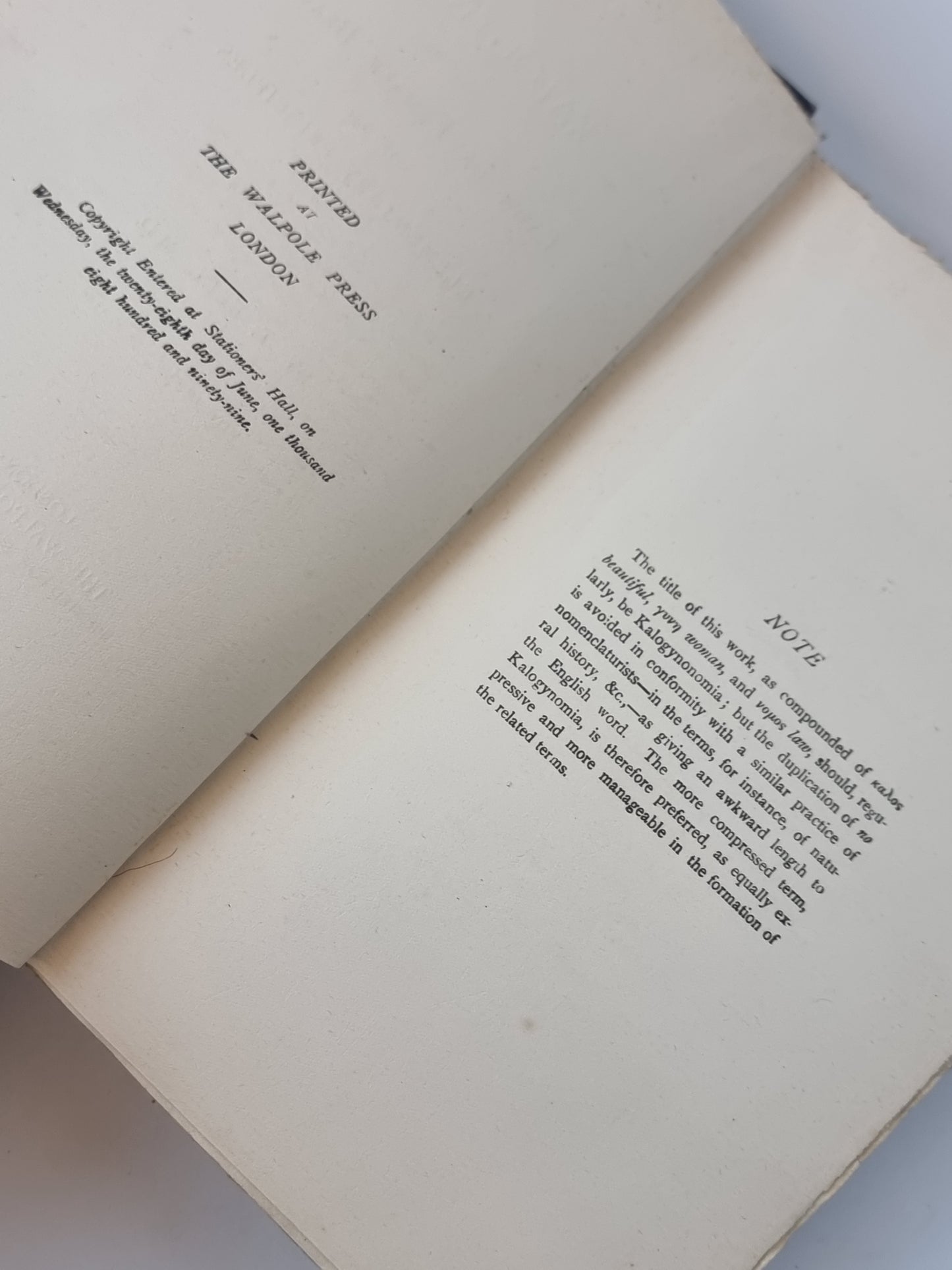 Kalogynomia, T. Bell, M.D. — Privately Printed