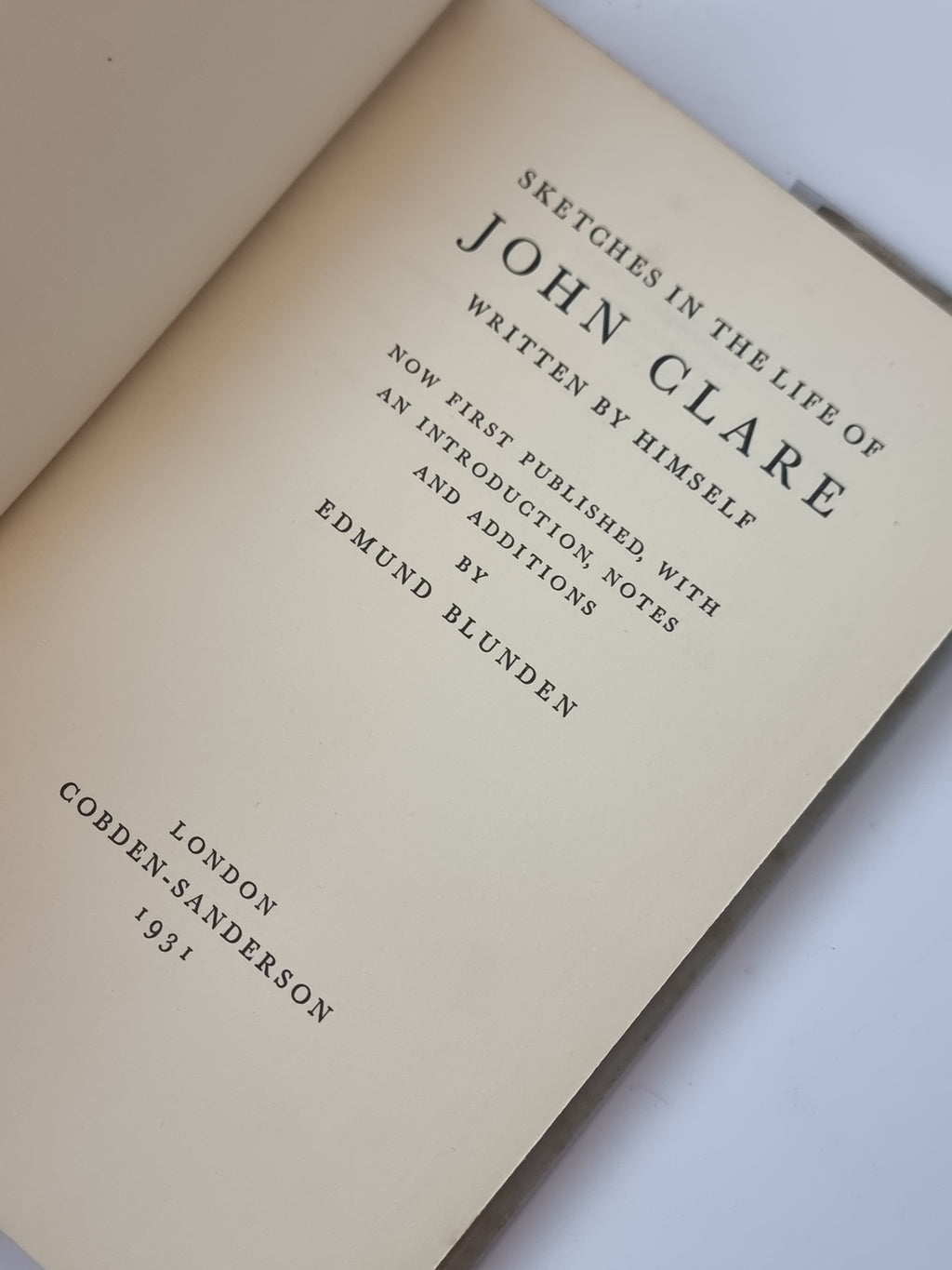 Sketches In the Life of John Clare by Himself — 1st Edition