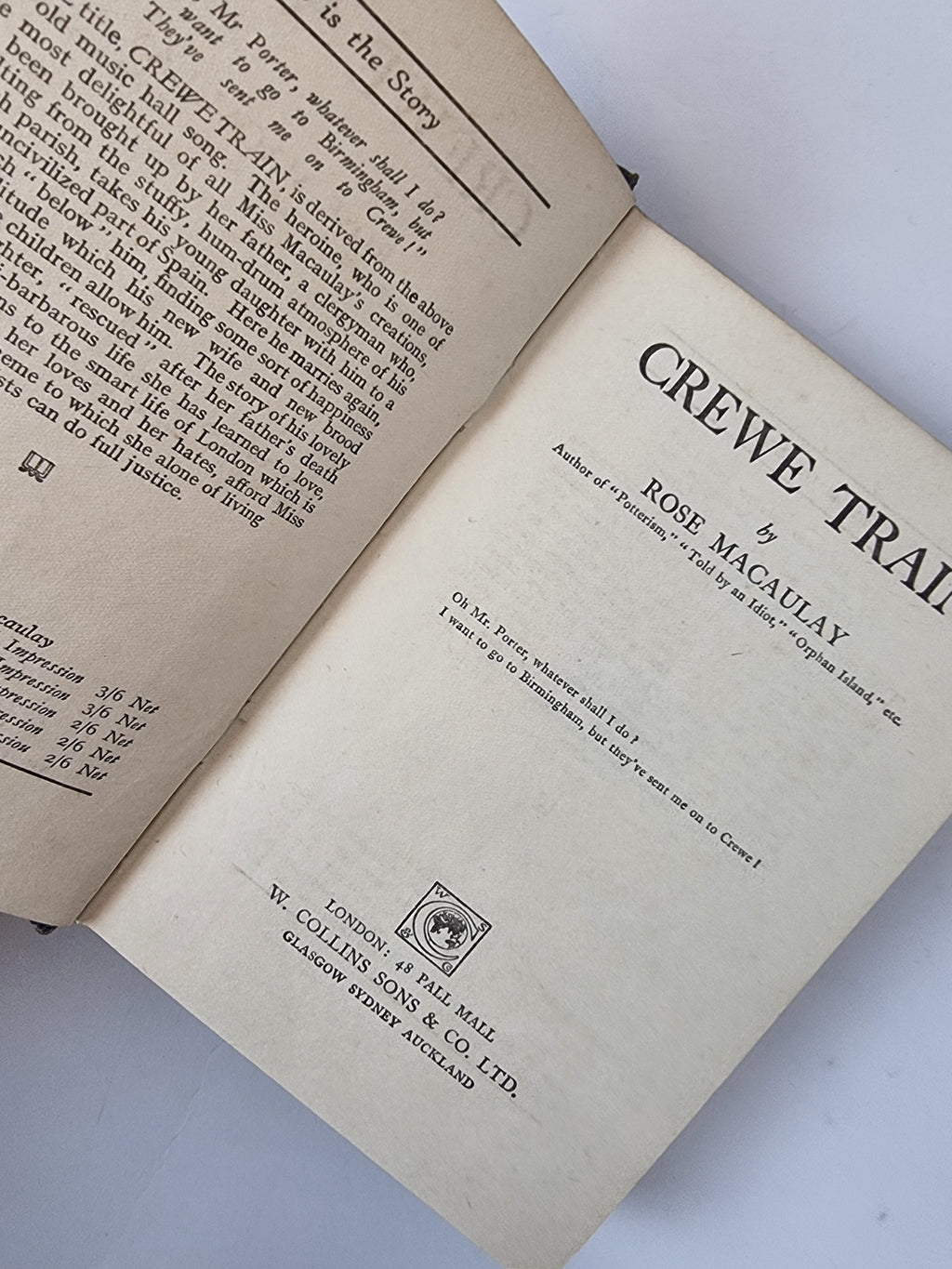 Crewe Train, Rose Macaulay — 1st Edition/Printing