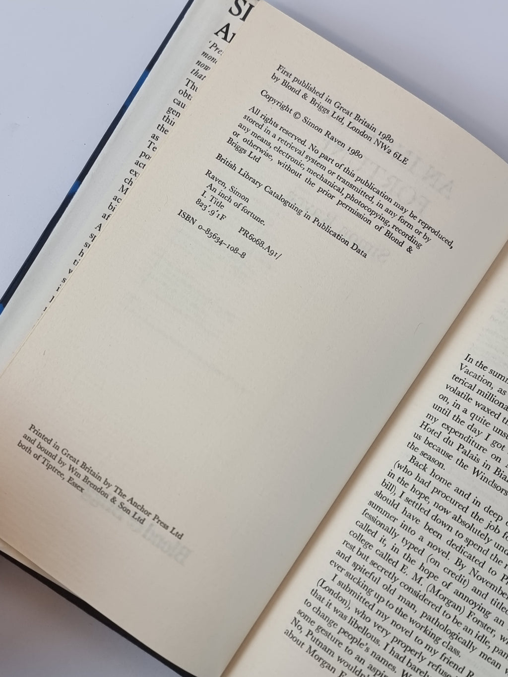 An Inch of Fortune, Simon Raven — 1st Edition