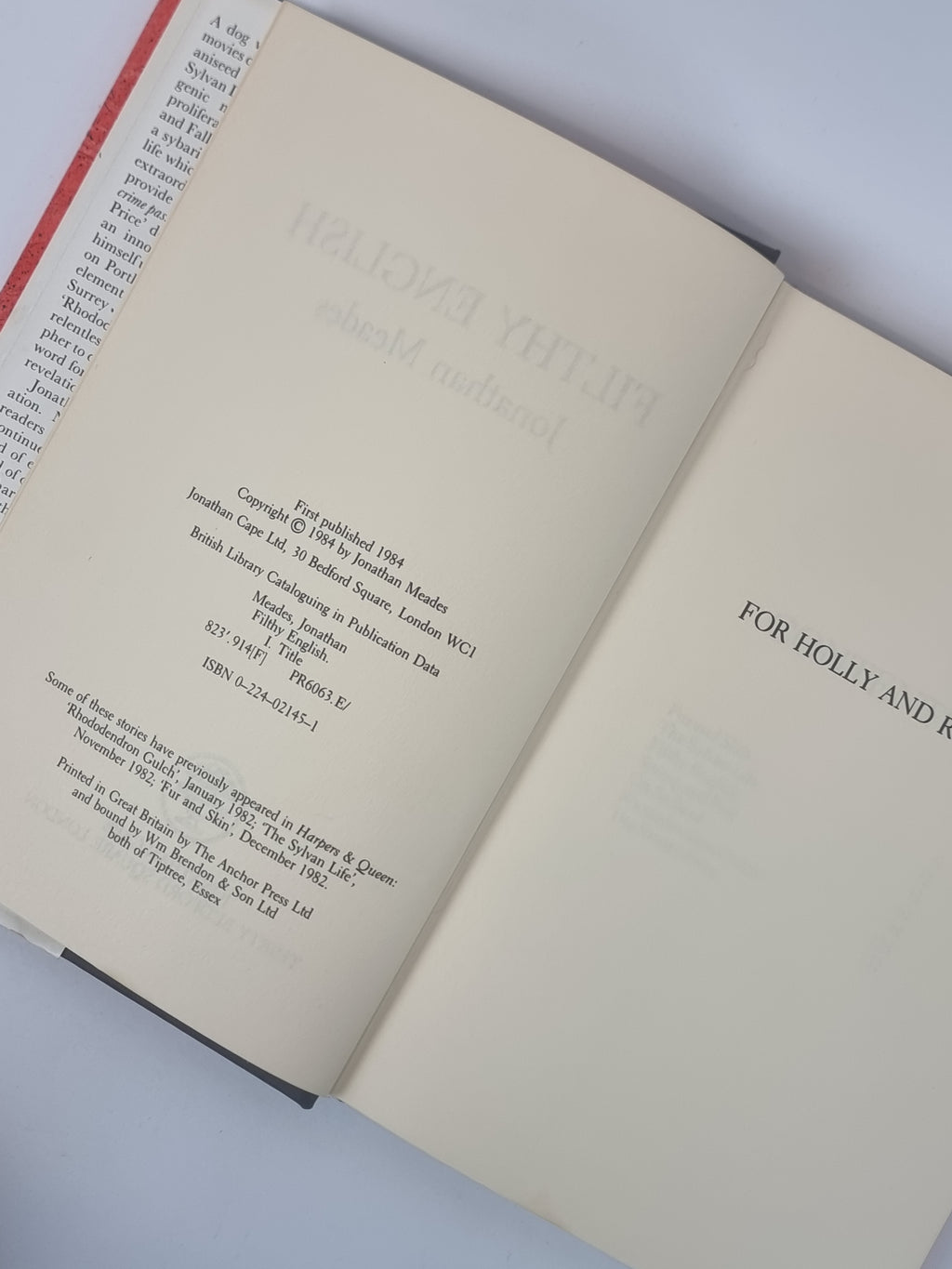 Filthy English, Jonathan Meades — 1st Edition/Printing