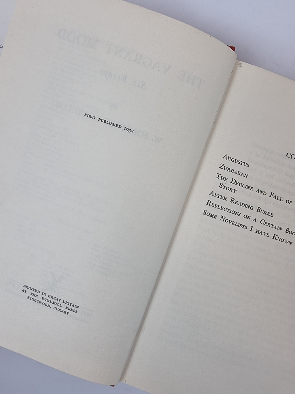 The Vagrant Mood, W. Somerset Maugham — 1st Edition