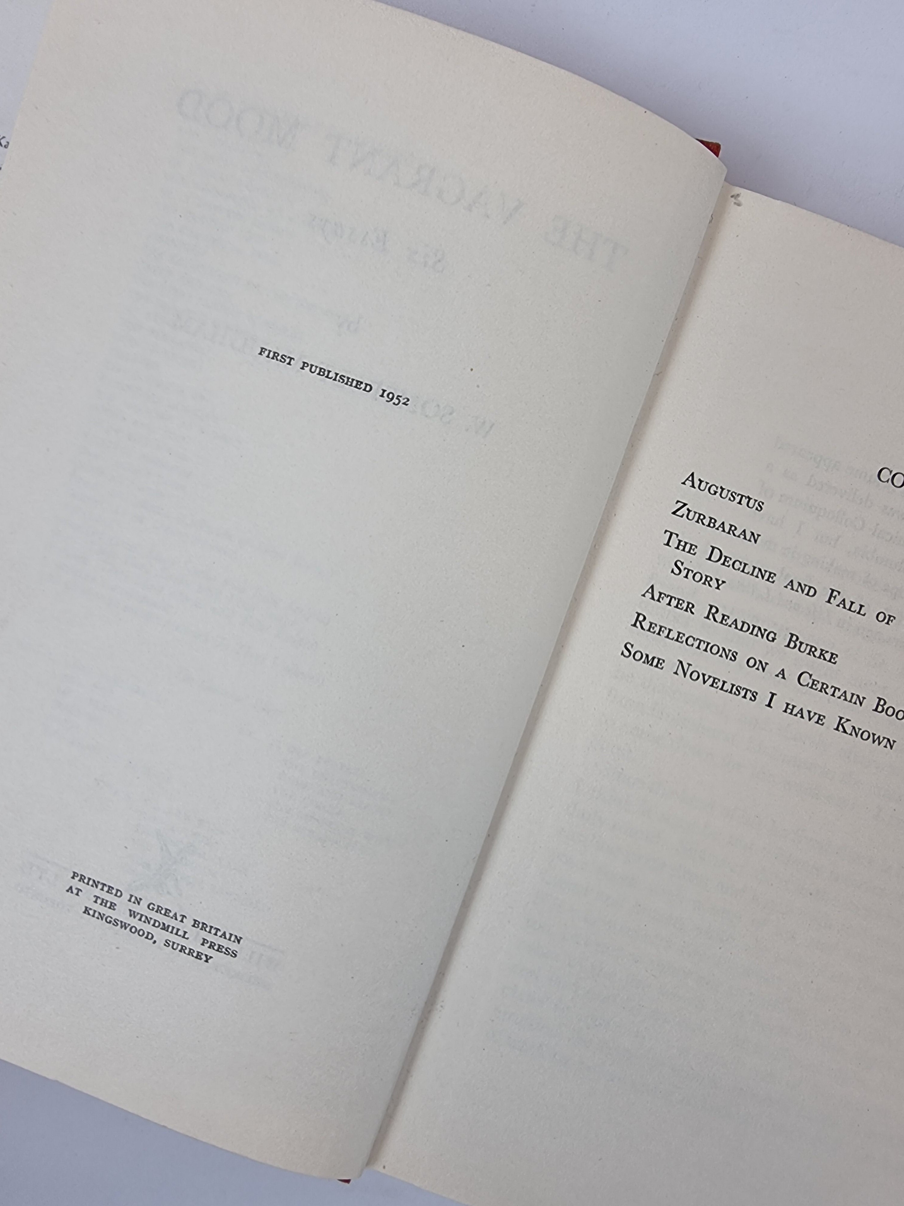 The Vagrant Mood, W. Somerset Maugham — 1st Edition