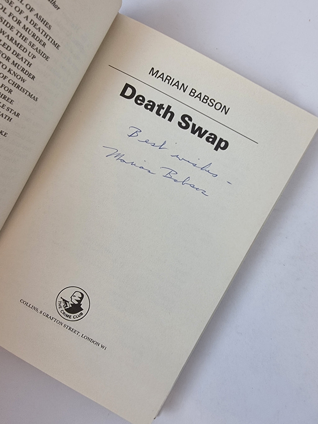 Death Swap, Marian Babson — 1st Edition, Signed