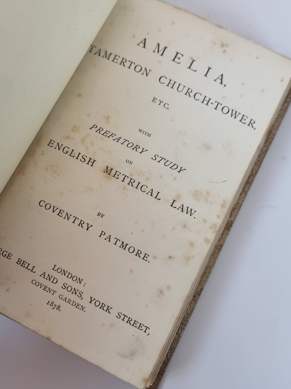 Amelia Etc; Prefatory Study on English Metrical Law, Coventry Patmore — 1st Ed
