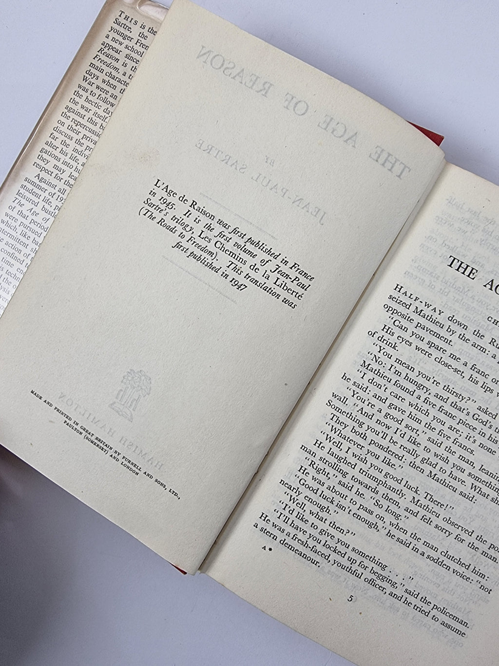 The Age of Reason, Jean-Paul Sartre — 1st Edition/Printing