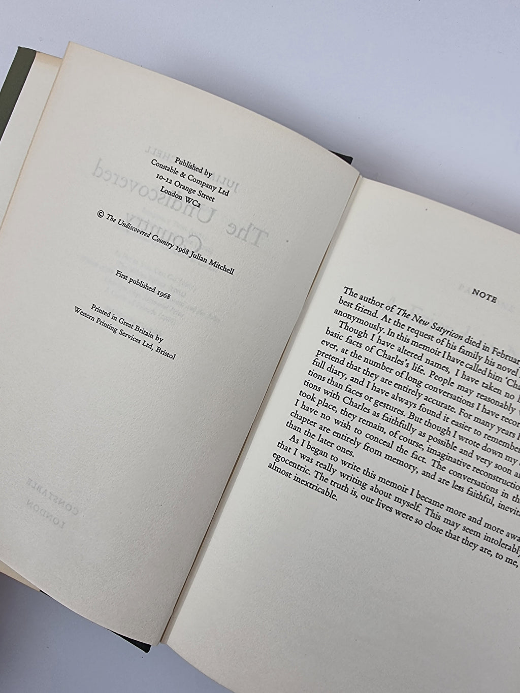 The Undiscovered Country, Julian Mitchell — 1st Edition