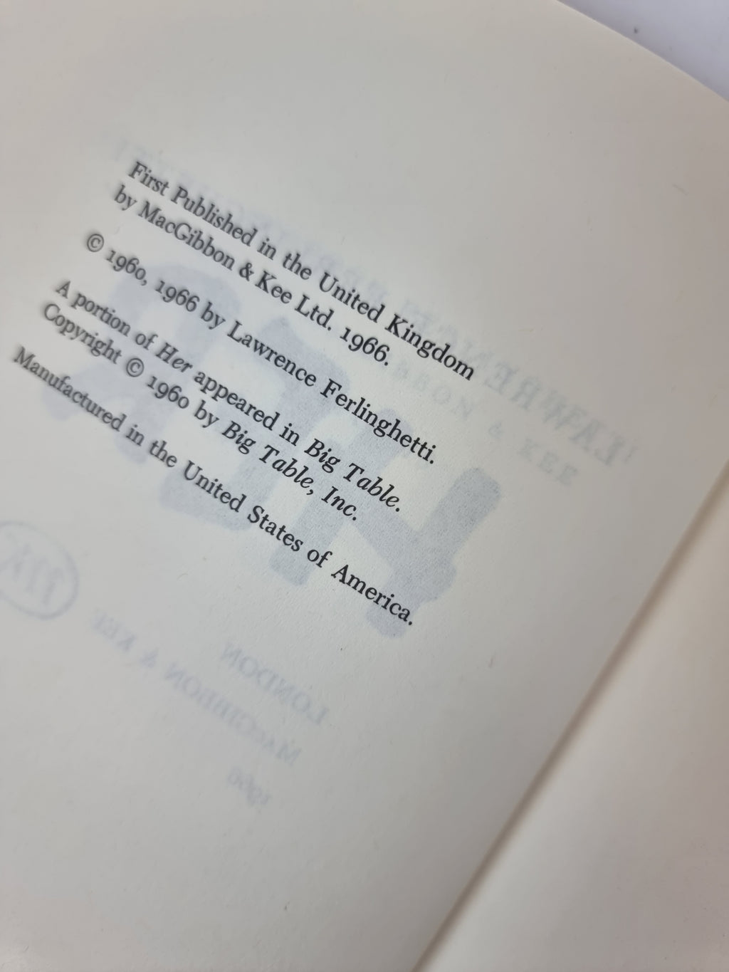 Her, Lawrence Ferlinghetti — 1st UK Edition