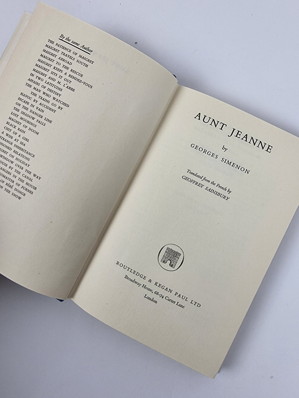 Aunt Jeanne, Georges Simenon — 1st Edition/Printing