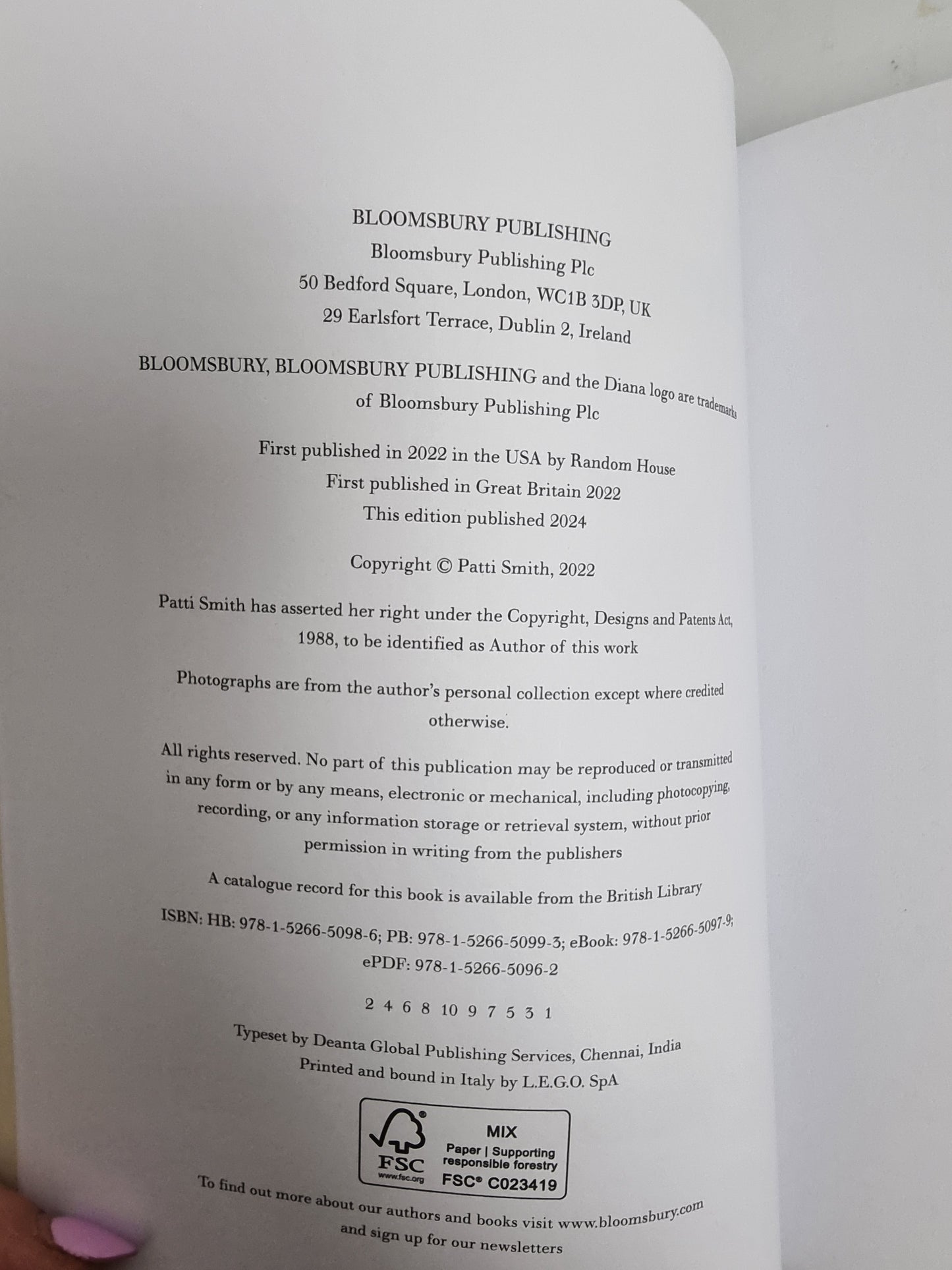 A Book of Days, Patti Smith