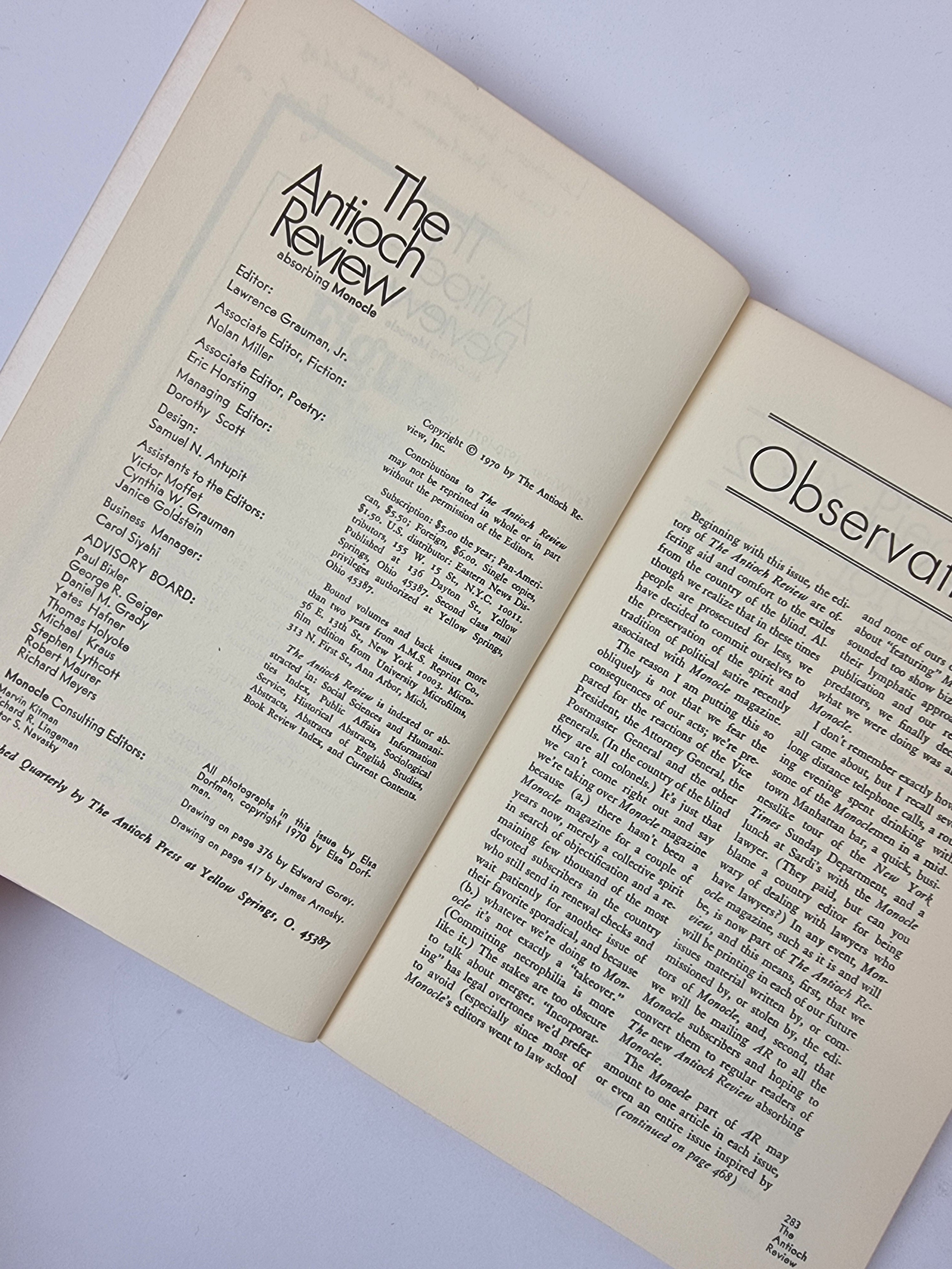 The Antioch Review, Special Double Issue:Fall/Winter 1970 - 1971
