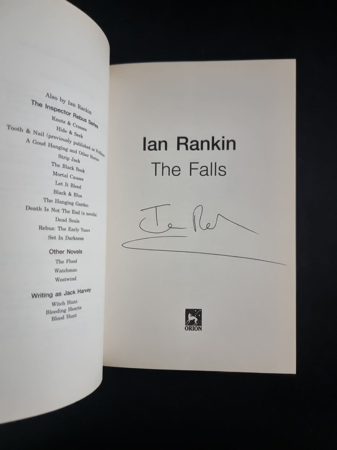 The Falls by Ian Rankin ( 1ST EDITION AND SIGNED BY AUTHOR) New