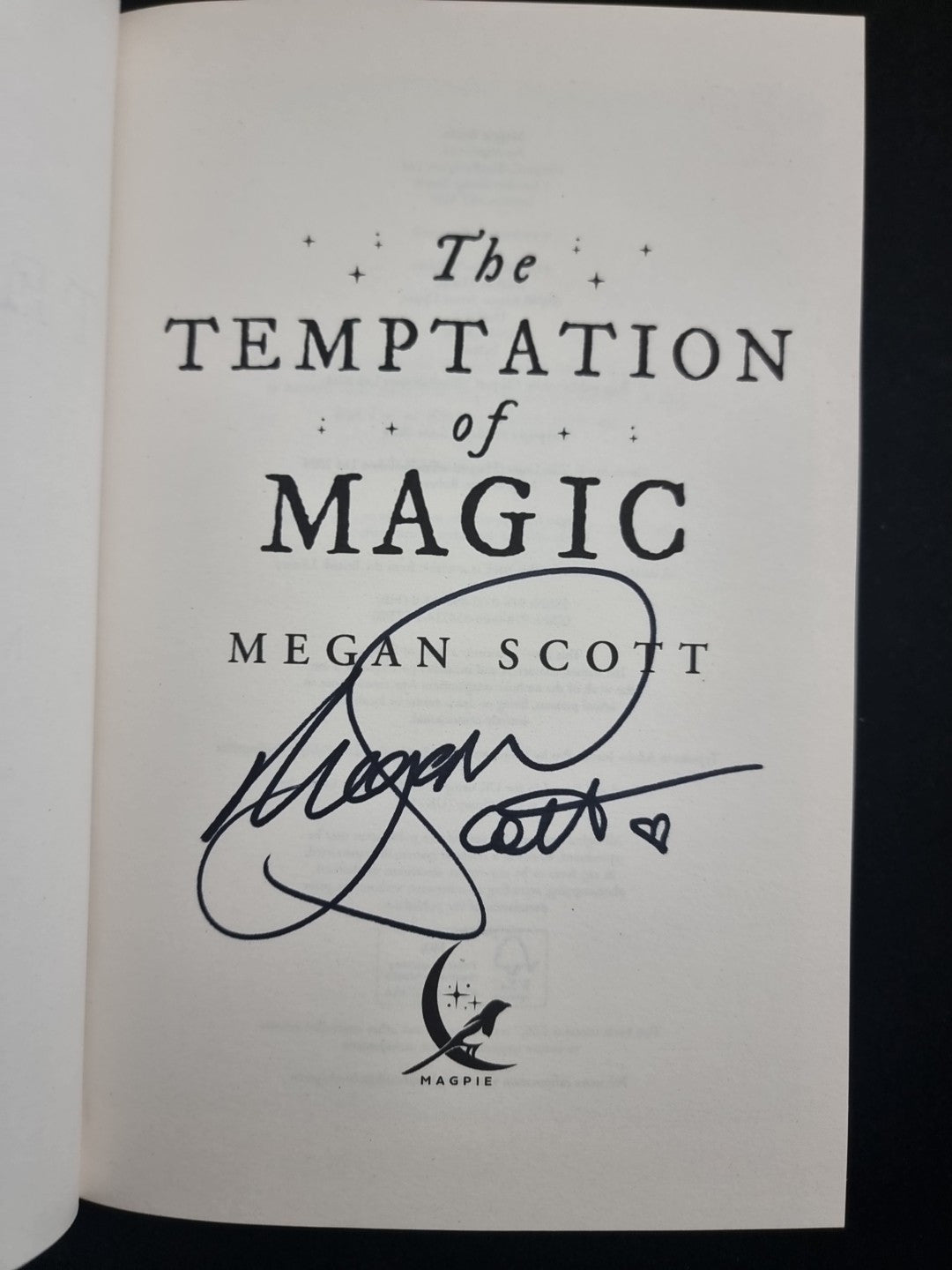 The Temptation of Magic Megan Scott  1ST EDITION SIGNED