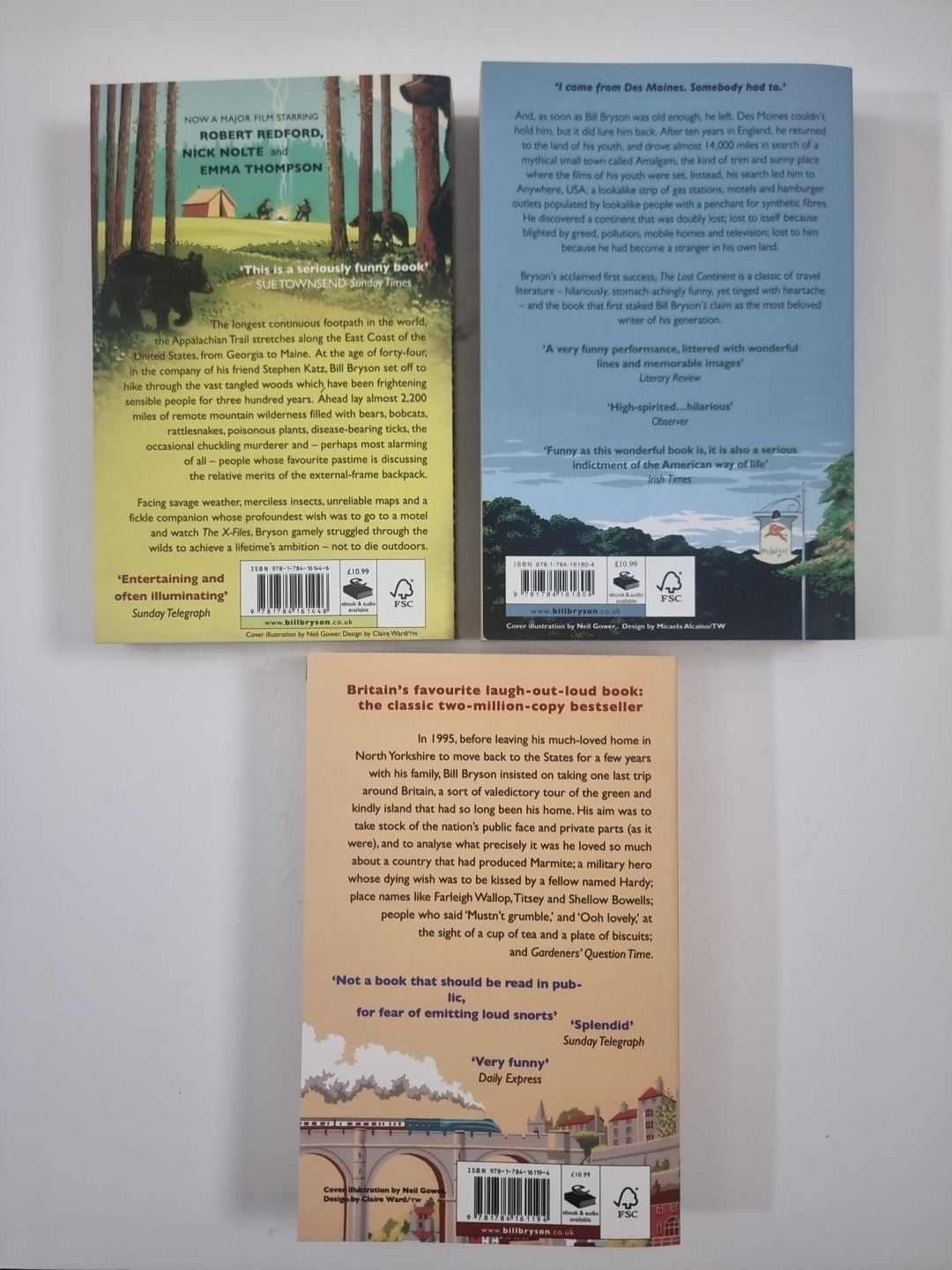 Bill Bryson The Lost Continent, Small Island& A walk in the woods Bundle