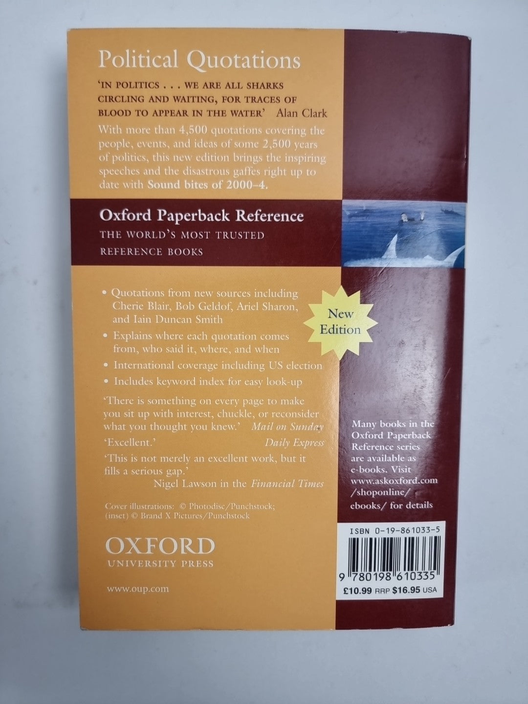 The Oxford Dictionary of Political Quotations by Anthony Jay New Free Delivery