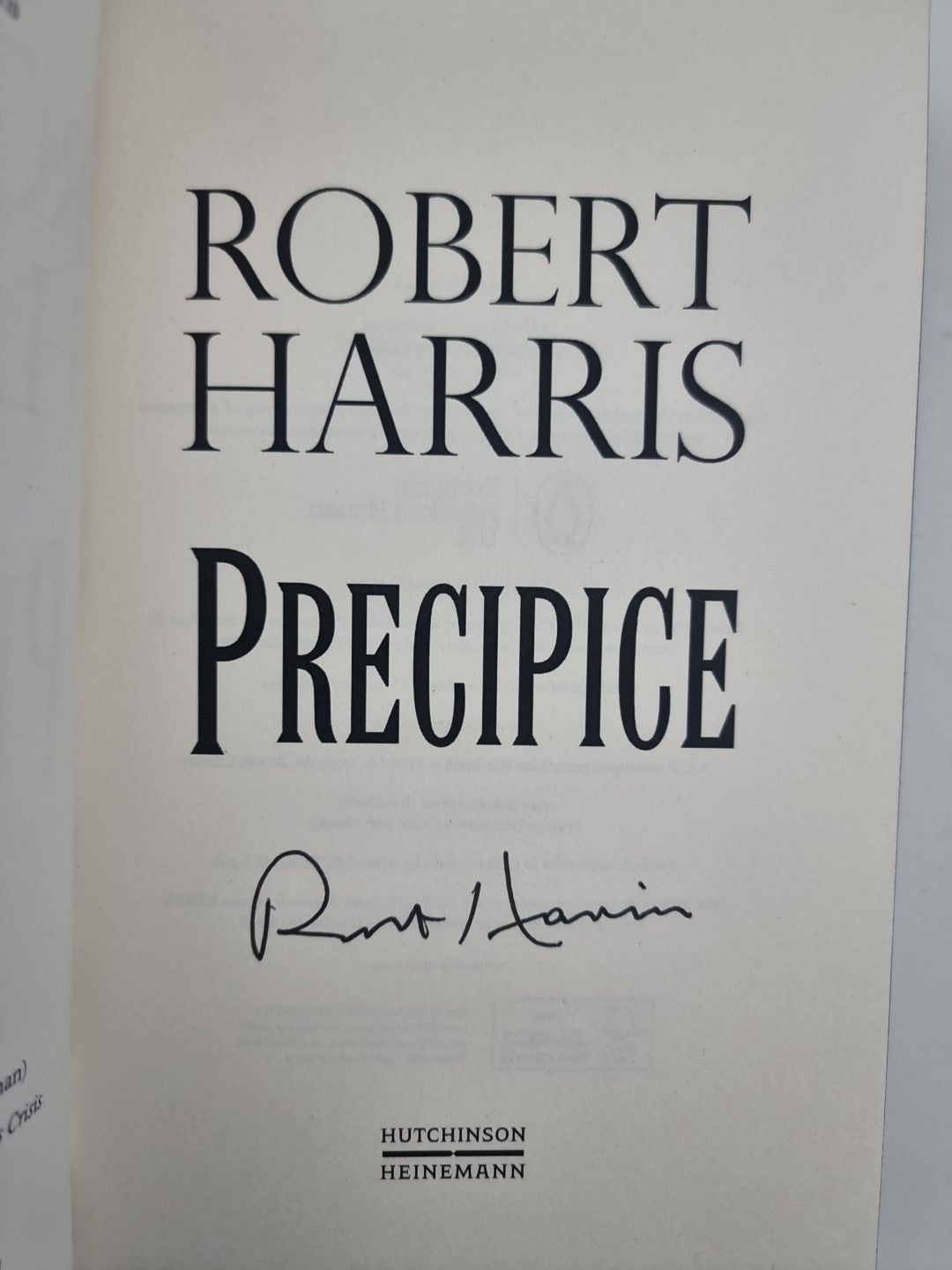 Precipice: The thrilling new novel  Signed 1st Edition 