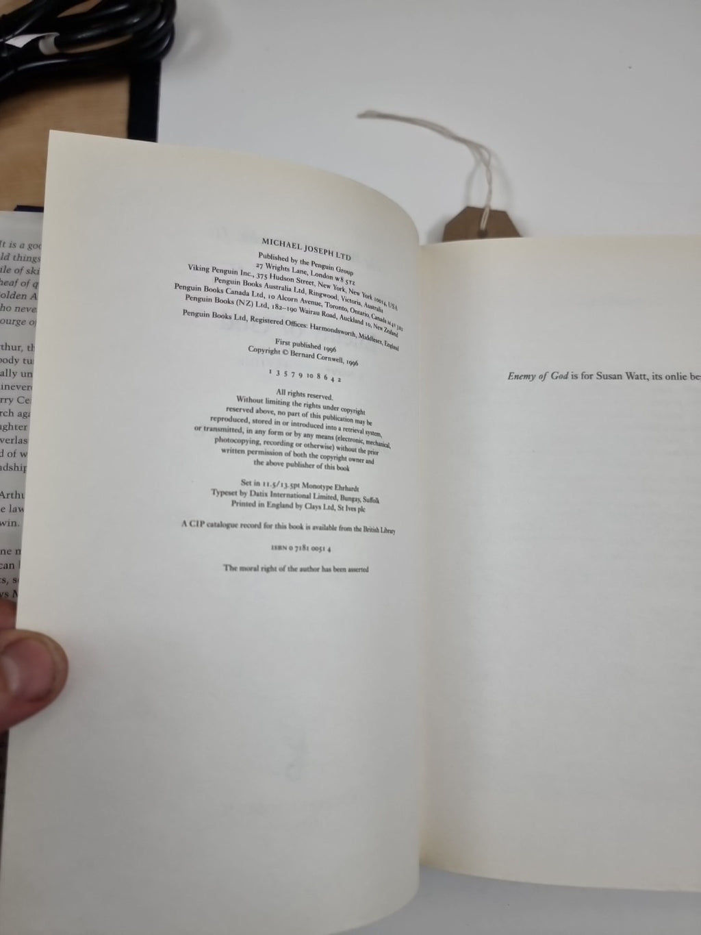 Bernard Cornwell - Enemy Of God - UK 1st First Edition - DJ - Michael Joseph