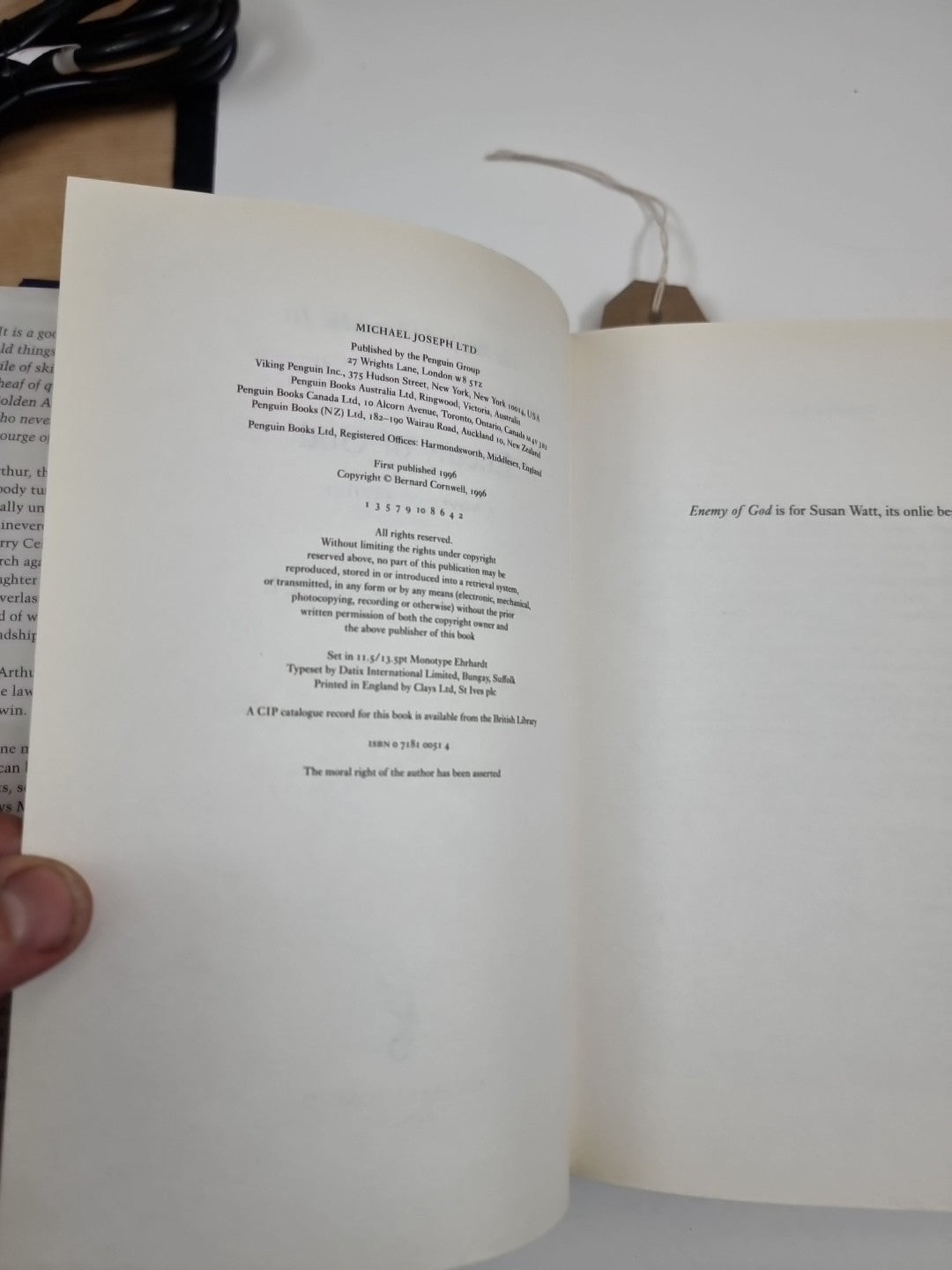 Bernard Cornwell - Enemy Of God - UK 1st First Edition - DJ - Michael Joseph