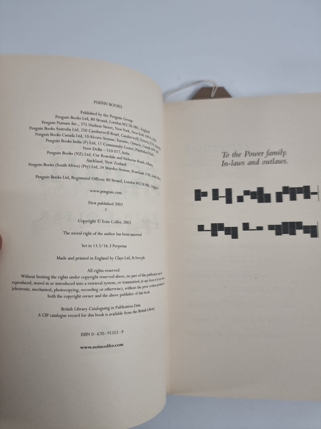 Artemis Fowl - Eternity Code  Colfer Signed 1st UK Ed.