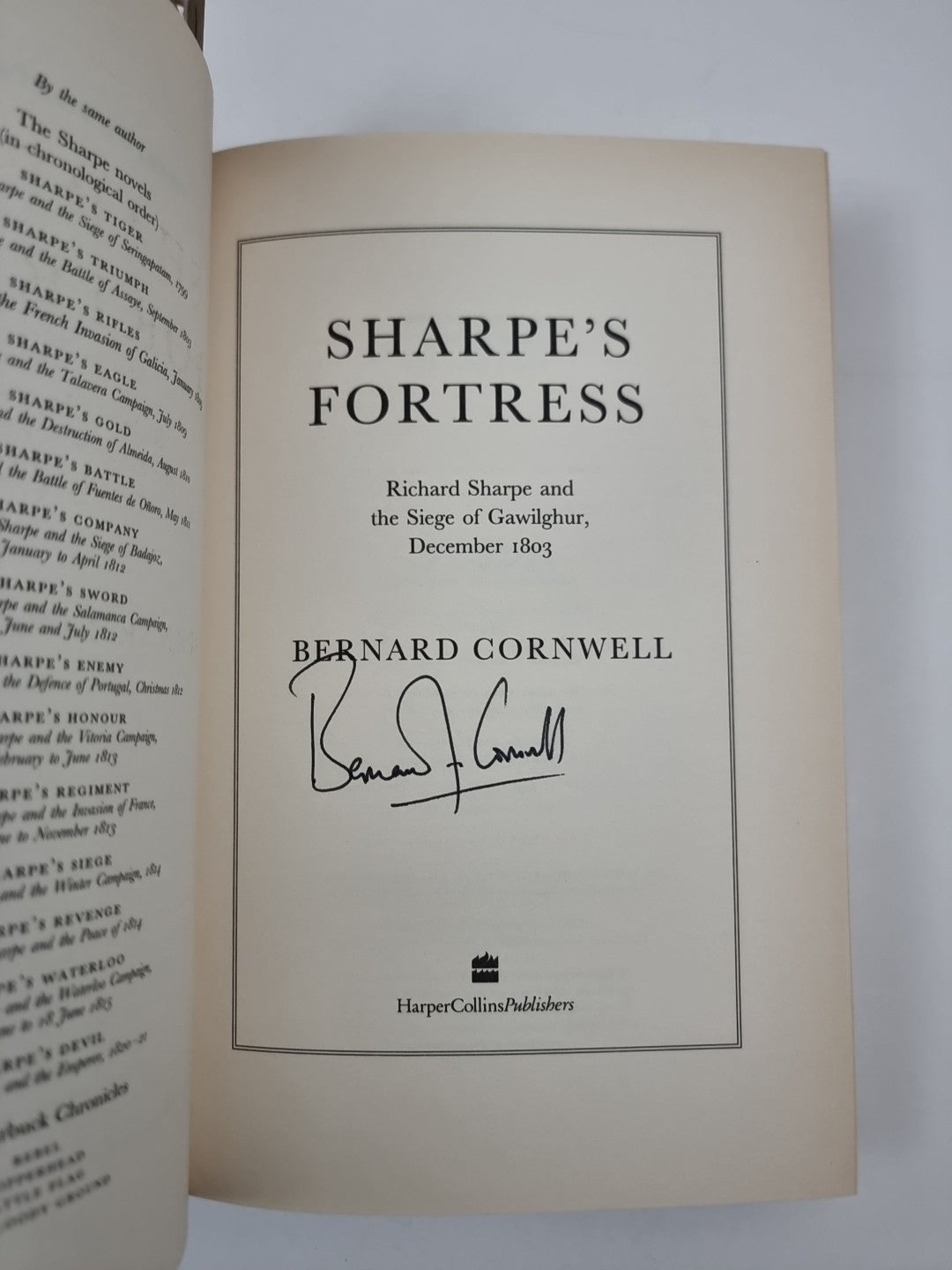 Sharpe’s Fortress by Bernard Cornwell Hardback Book 1999 First Edition & Signed