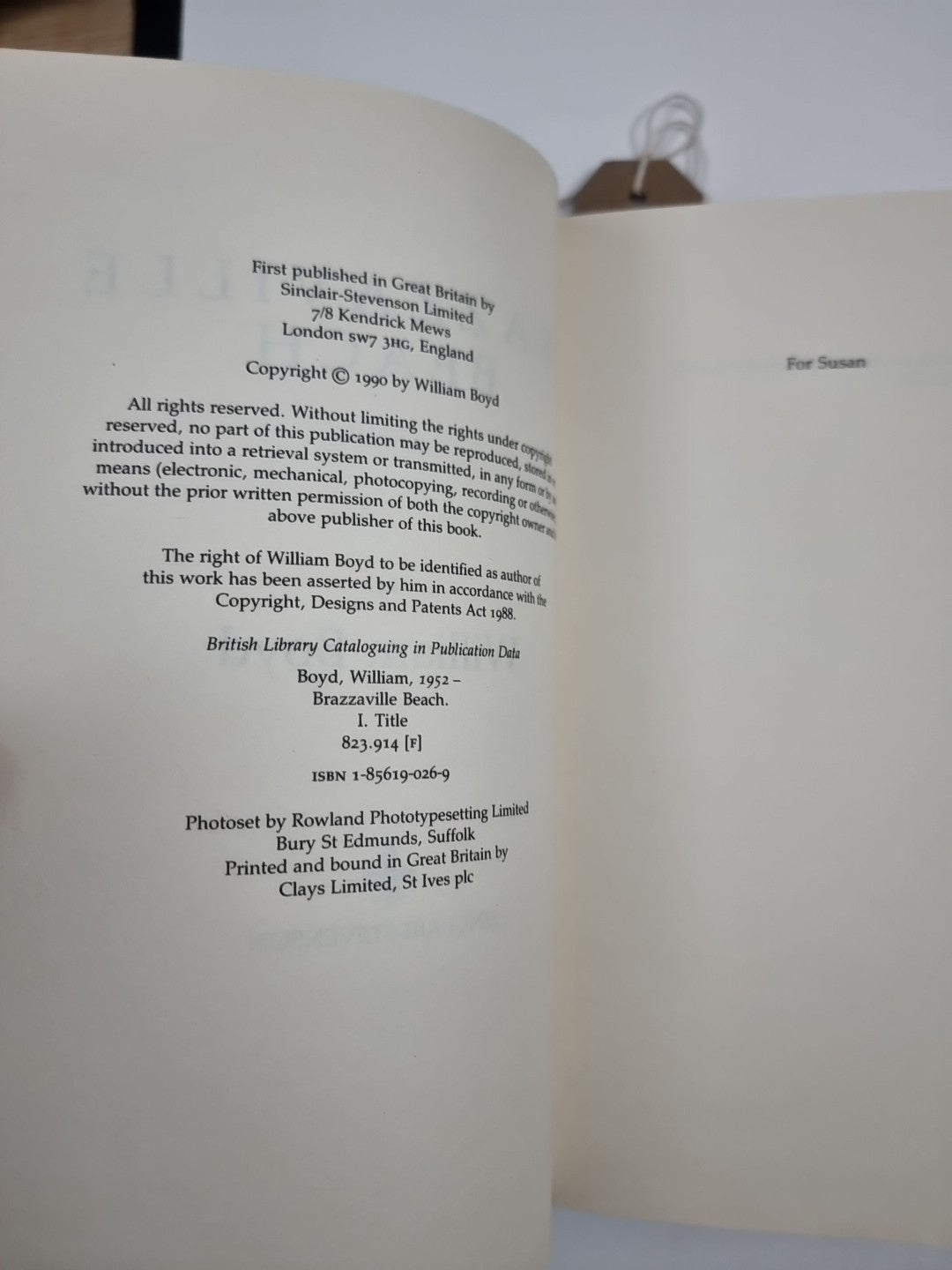 Brazzaville Beach by William Boyd First Edition Hardback Book 1/1 1990 Fiction