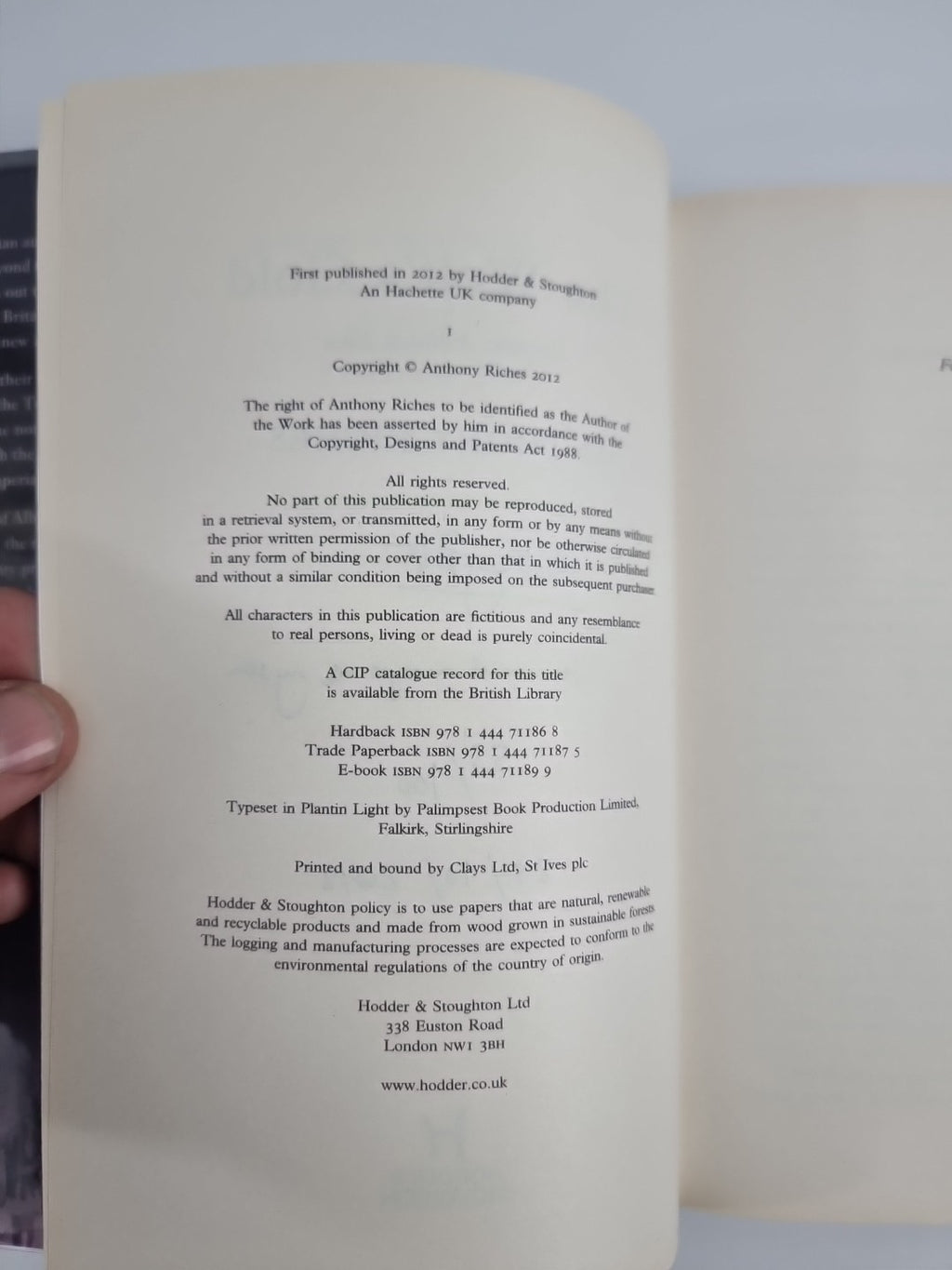 The Wolf's Gold: Empire V , Anthony Riches, Signed Limited edition of 100 UNREAD