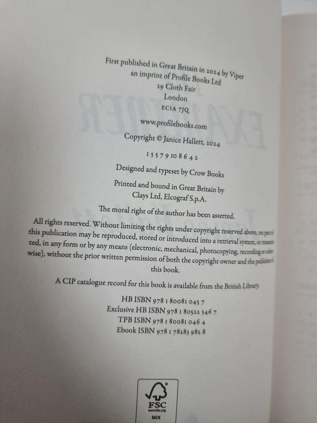 The Examiner by Janice Hallett Signed 1st Edition 