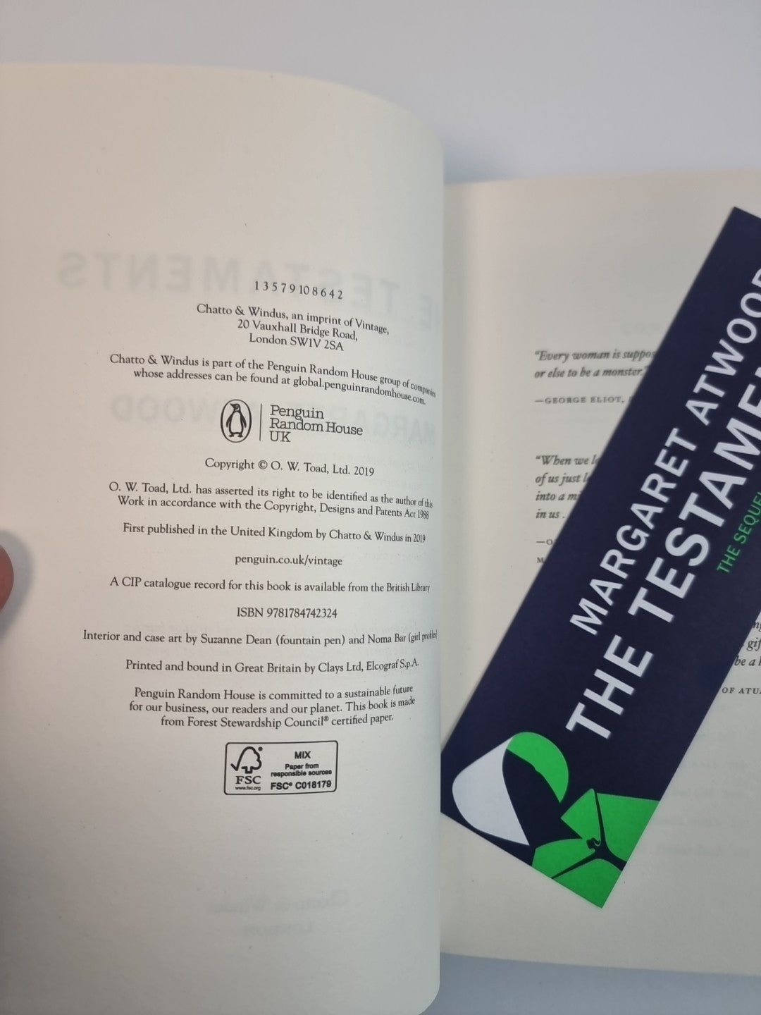 The Testaments, Margaret Atwood,FIRST EDITION,1st printing ,Hardback, 2019