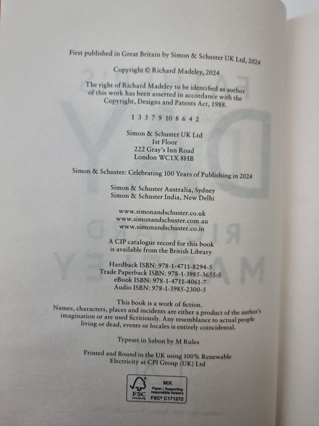 Signed Book - Father's Day by Richard Madeley First Edition Signed