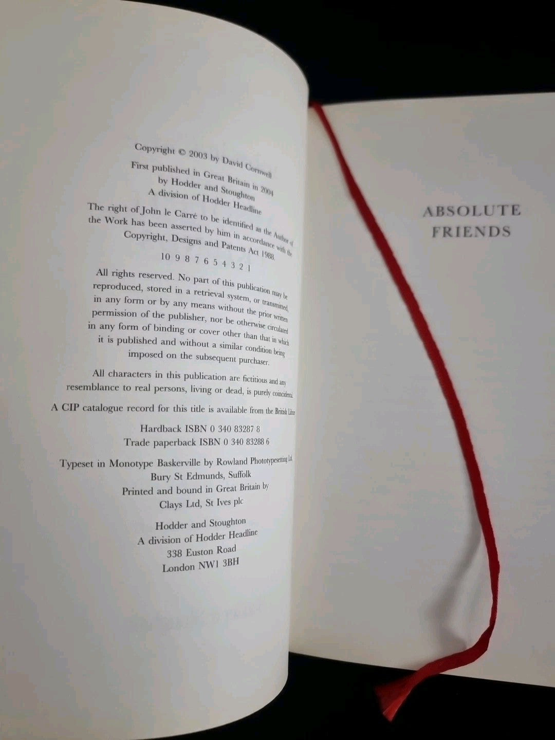 Absolute Friends by John Le Carre (Hardcover, 2004) 1ST EDITION 