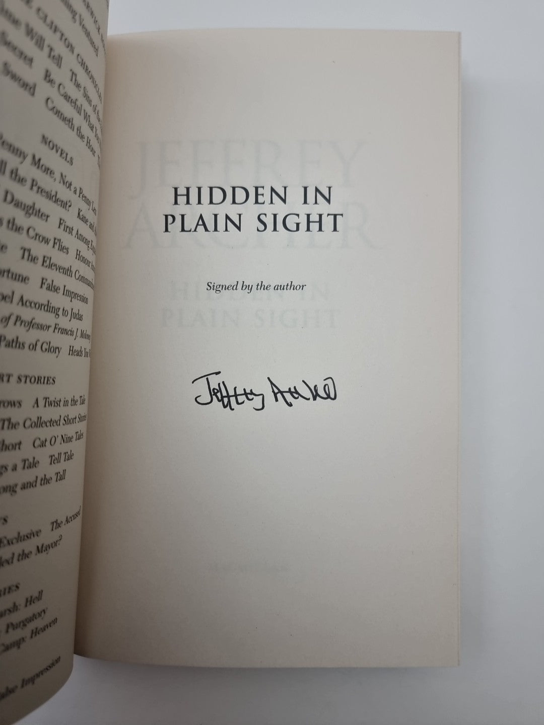 Hidden in Plain Sight by Jeffrey Archer (Hardcover, 2020) Signed 1st edition