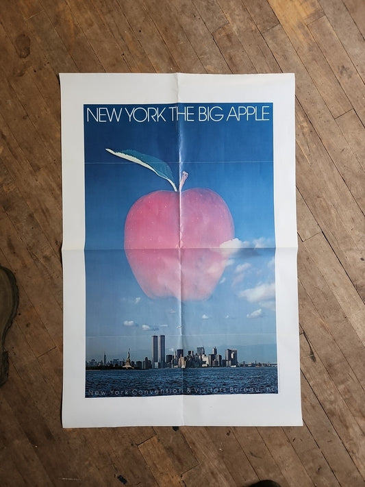 RARE VINTAGE "NEW YORK THEBIG APPLE" TOURISM POSTERNEIL SELKIRK TWIN TOWERS