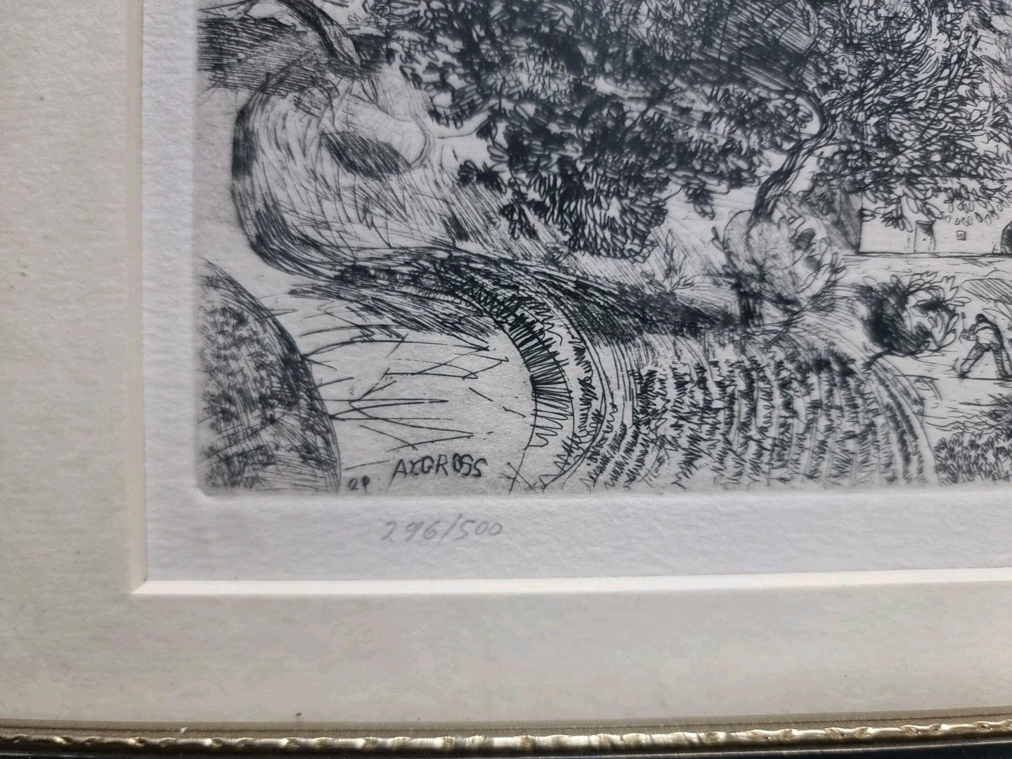 Anthony Gross Etching, Framed - Tuscany - (1926)  Numbered 296/500