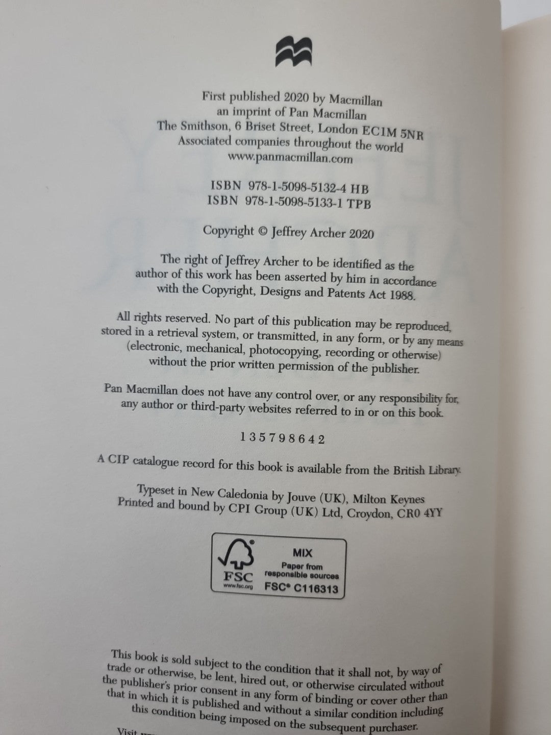 Hidden in Plain Sight by Jeffrey Archer (Hardcover, 2020) Signed 1st edition