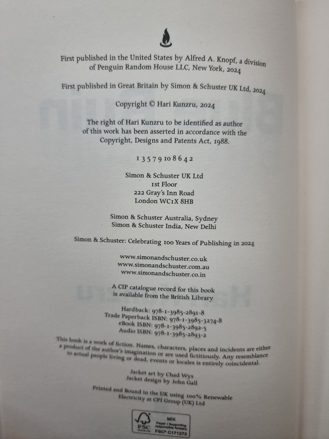 Blue Ruin, Hari Kunzru,  Hardback Signed 1st Edition 